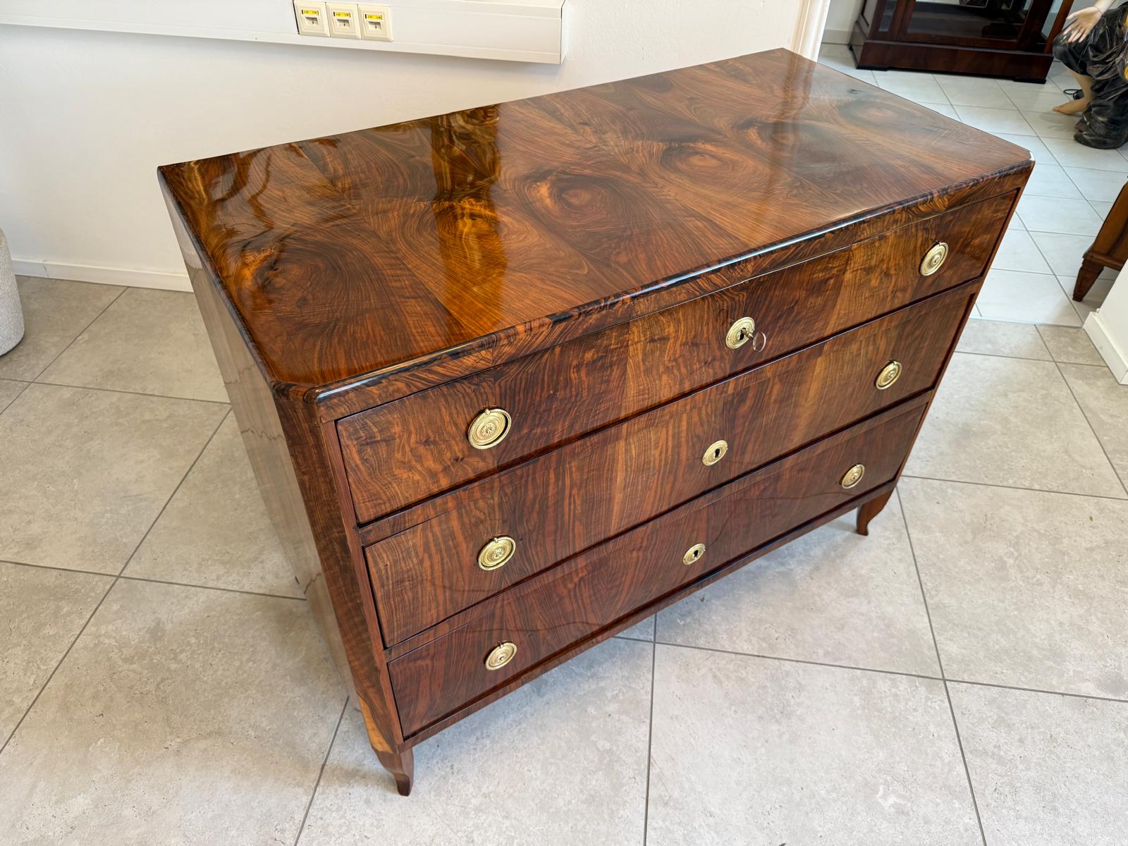 Restaurierte Biedermeier Kommode 3 Ladenkommode Nussholz G2165