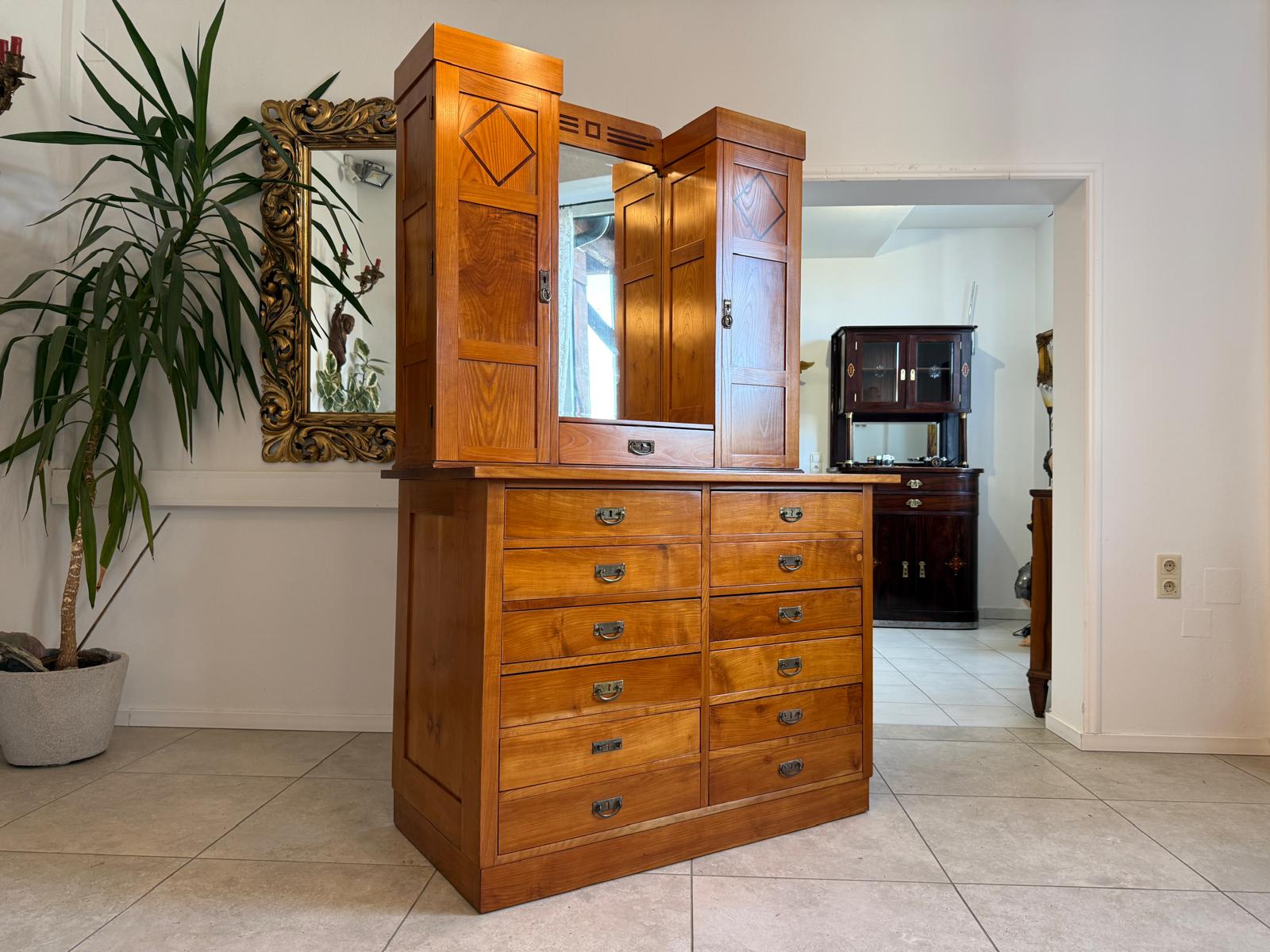 SALE Originale Jugendstil Bücherschrank Kasten Vitrine D1177