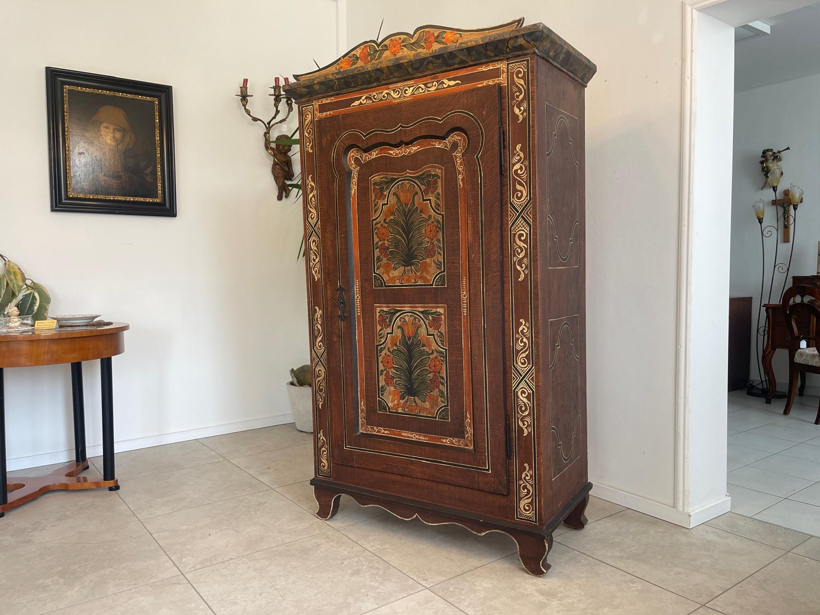 Antikes Handbemalter Bauernschrank Kasten Bauernkasten G1363