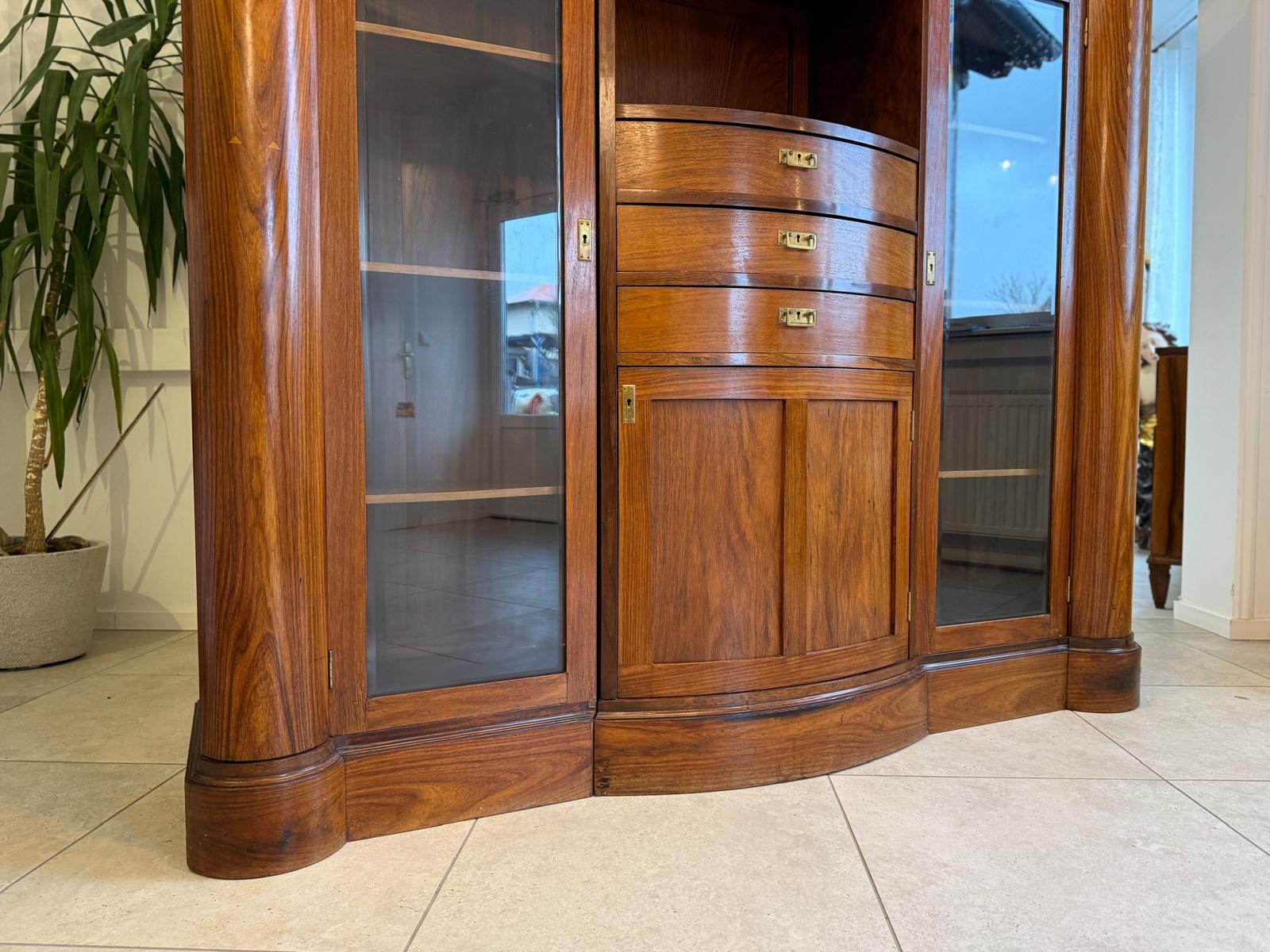 Jugendstil Bücherschrank Kasten Antik Vitrinenschrank D2277