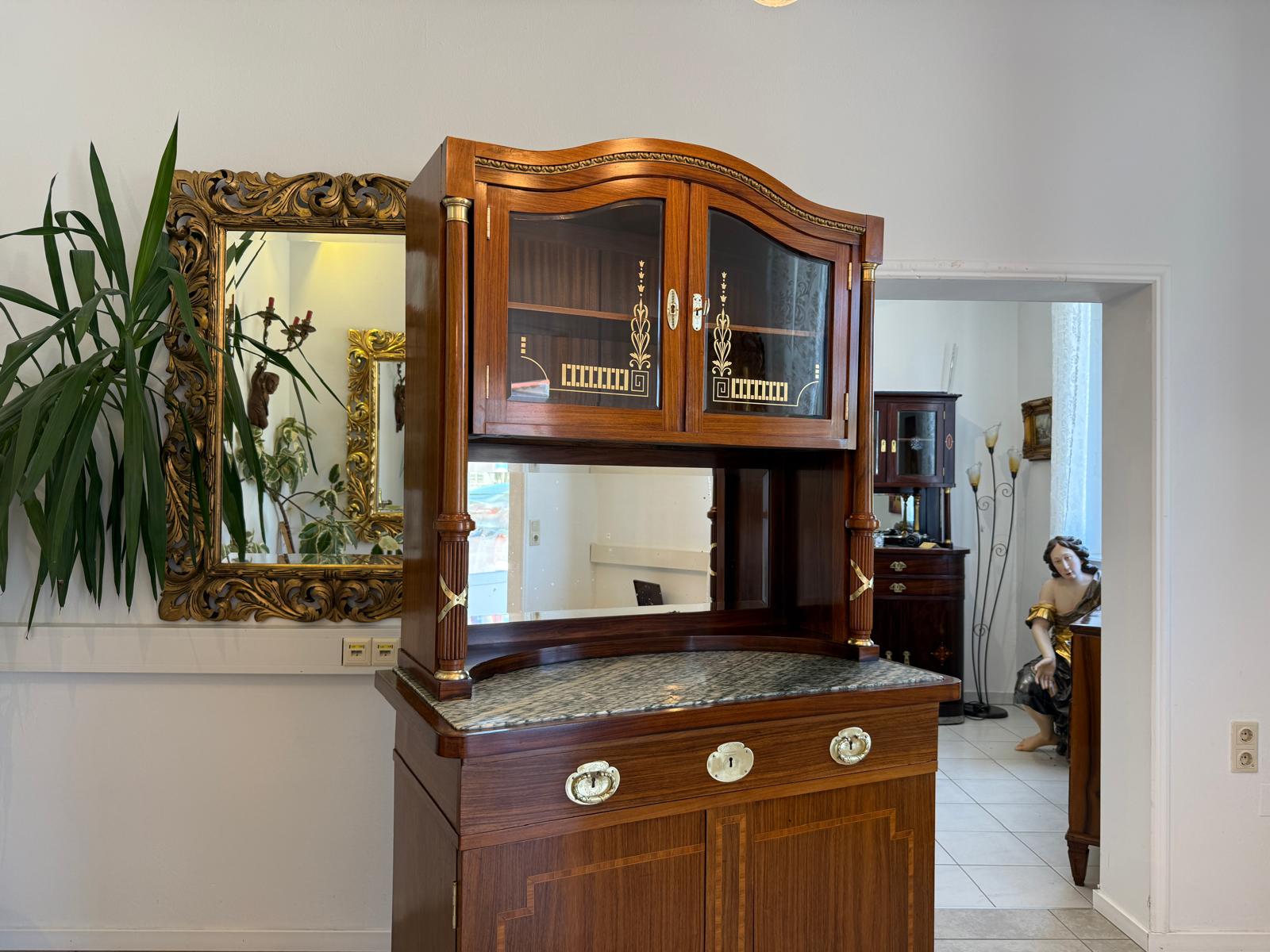 Jugendstil Aufsatzbuffet Antiquität Kredenz Küchenschrank D2697