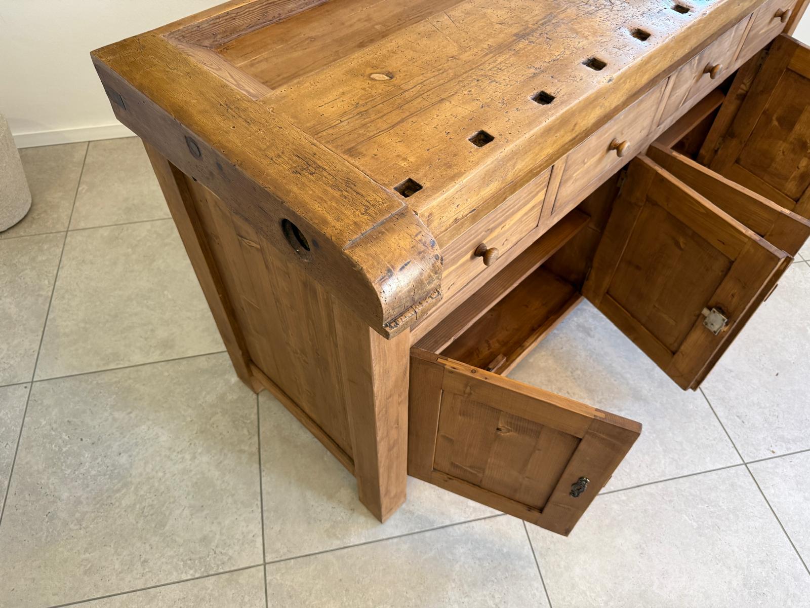 Urige Hobelbank Werkbank Pult Tresen Ladenschrank G2179-1