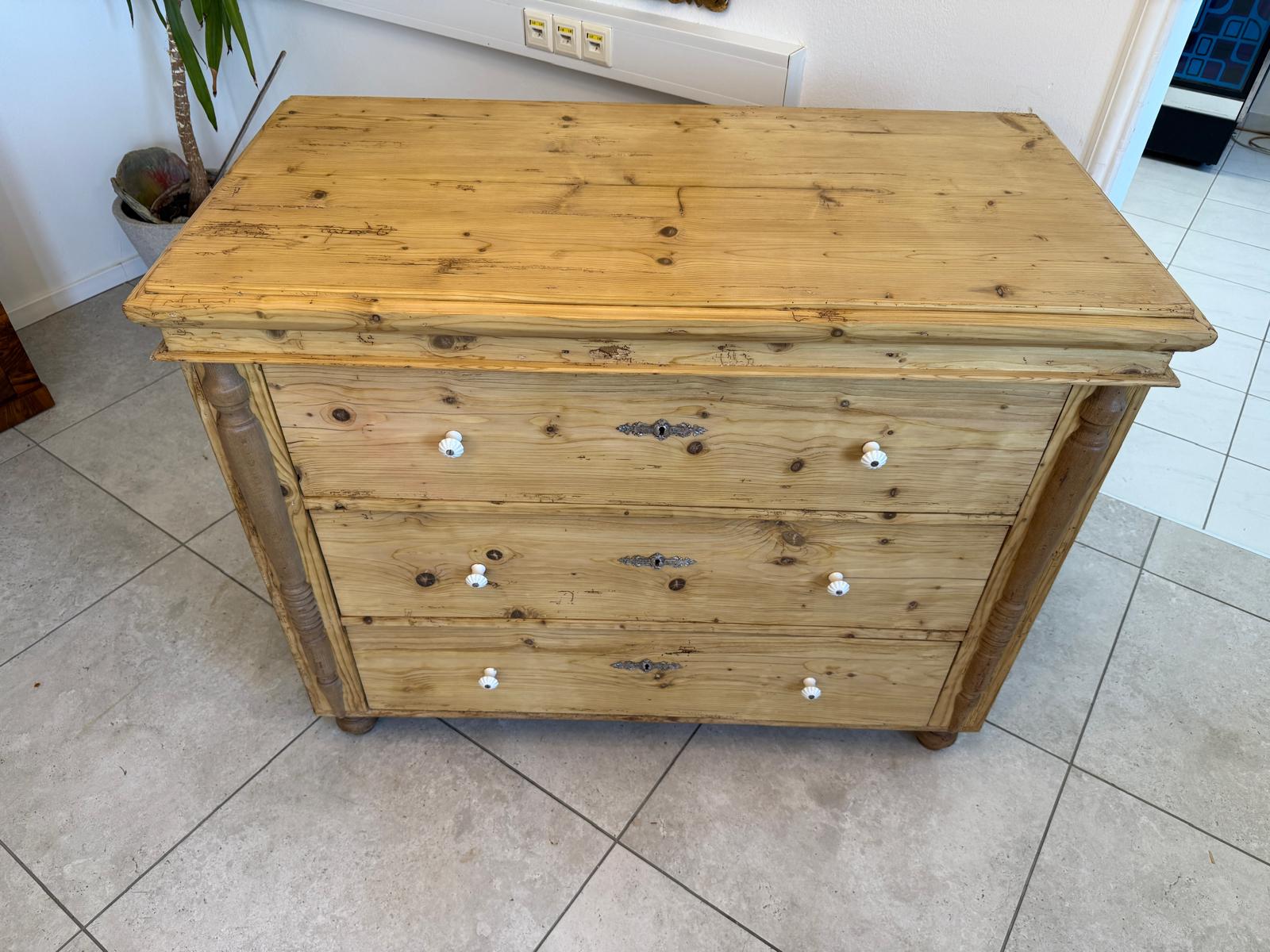 Biedermeier Kommode 3 Ladenkommode Antik Original D2408