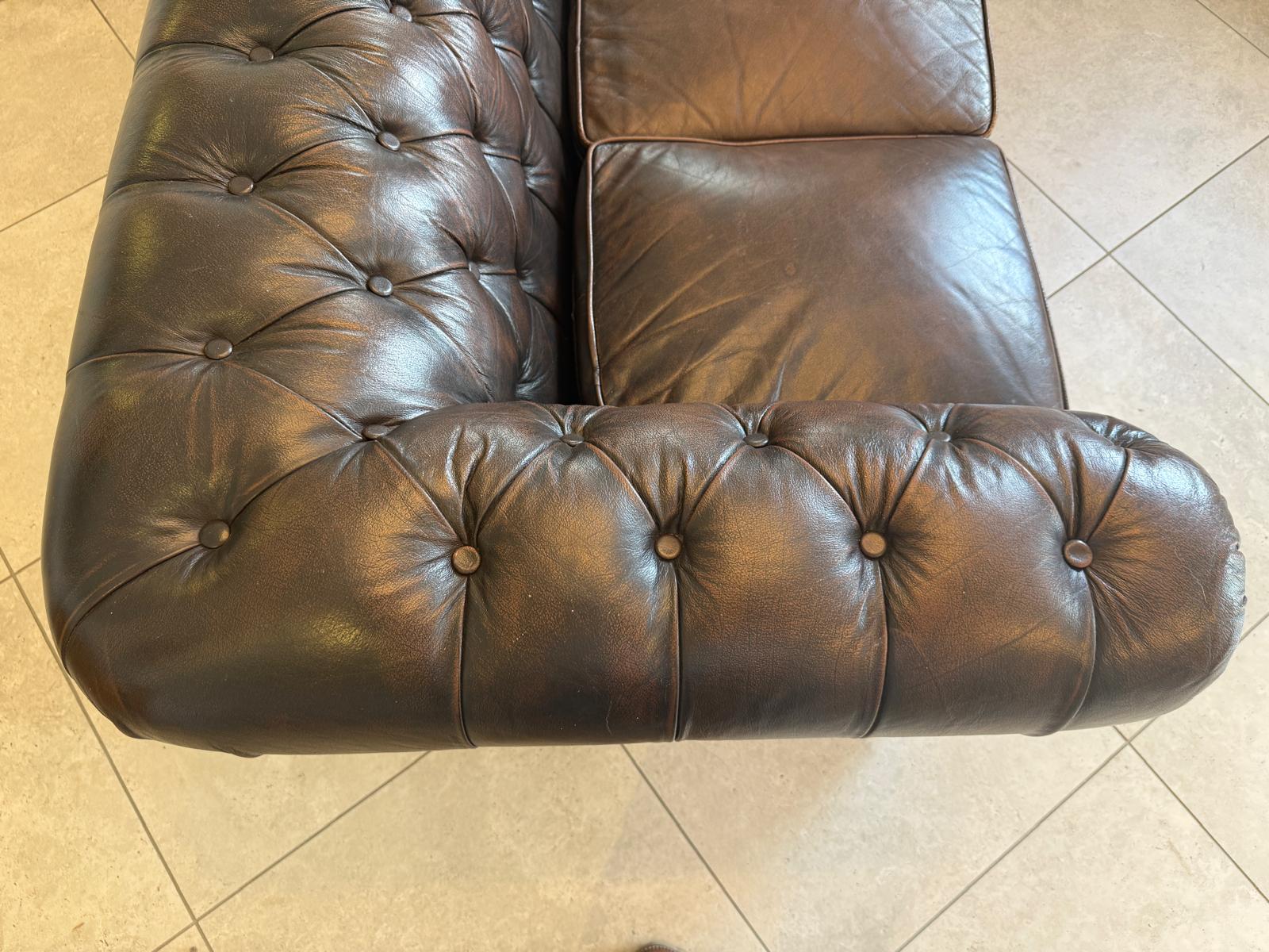 Chesterfield 3er Clubsofa Couch Zigarrenbraun D2756