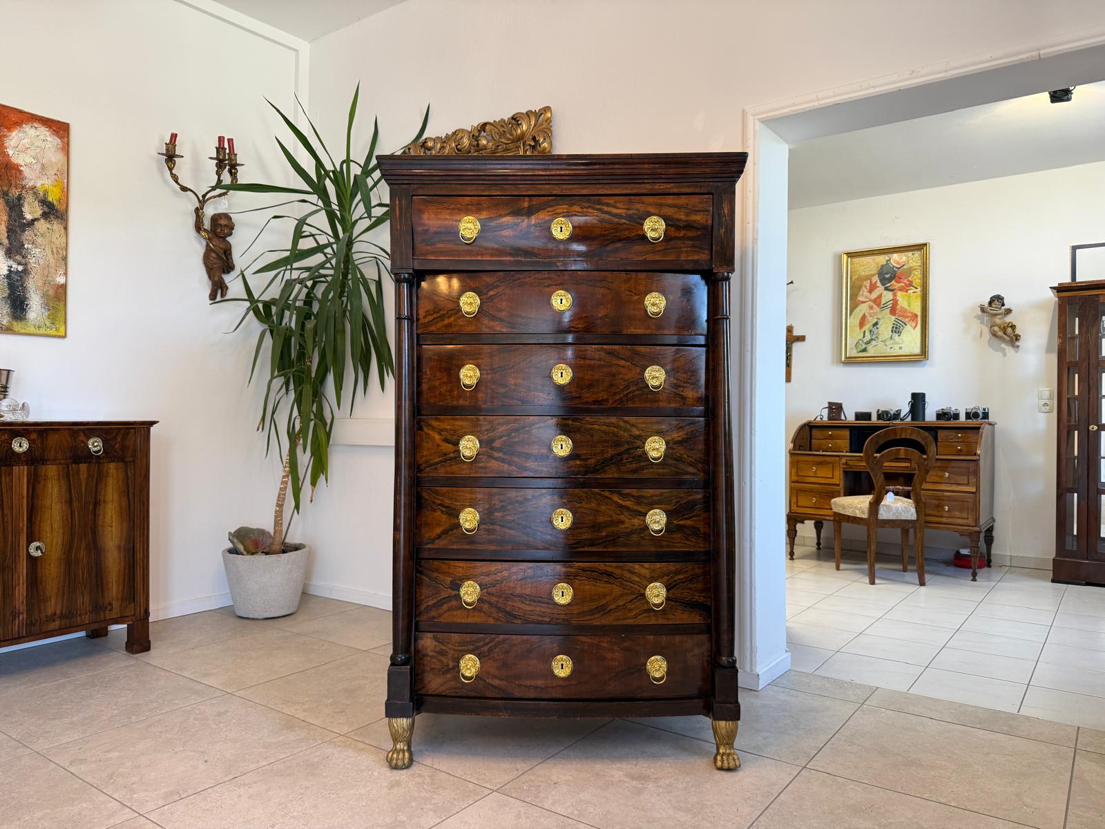 Empire Wochenkommode Nussholz Ladenschrank Antik G2089