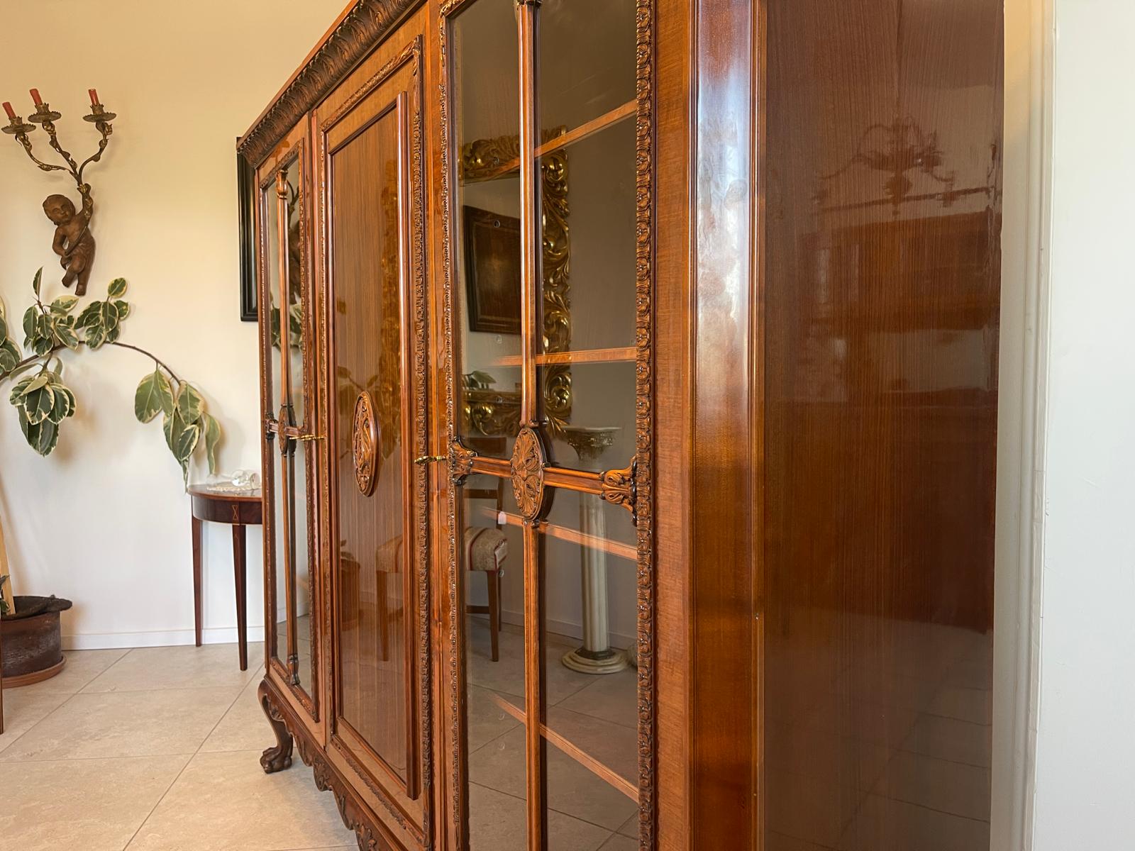 Bücherschrank Barock Barockstil Vitrine Glasschrank Wohnzimmerschrank A5149