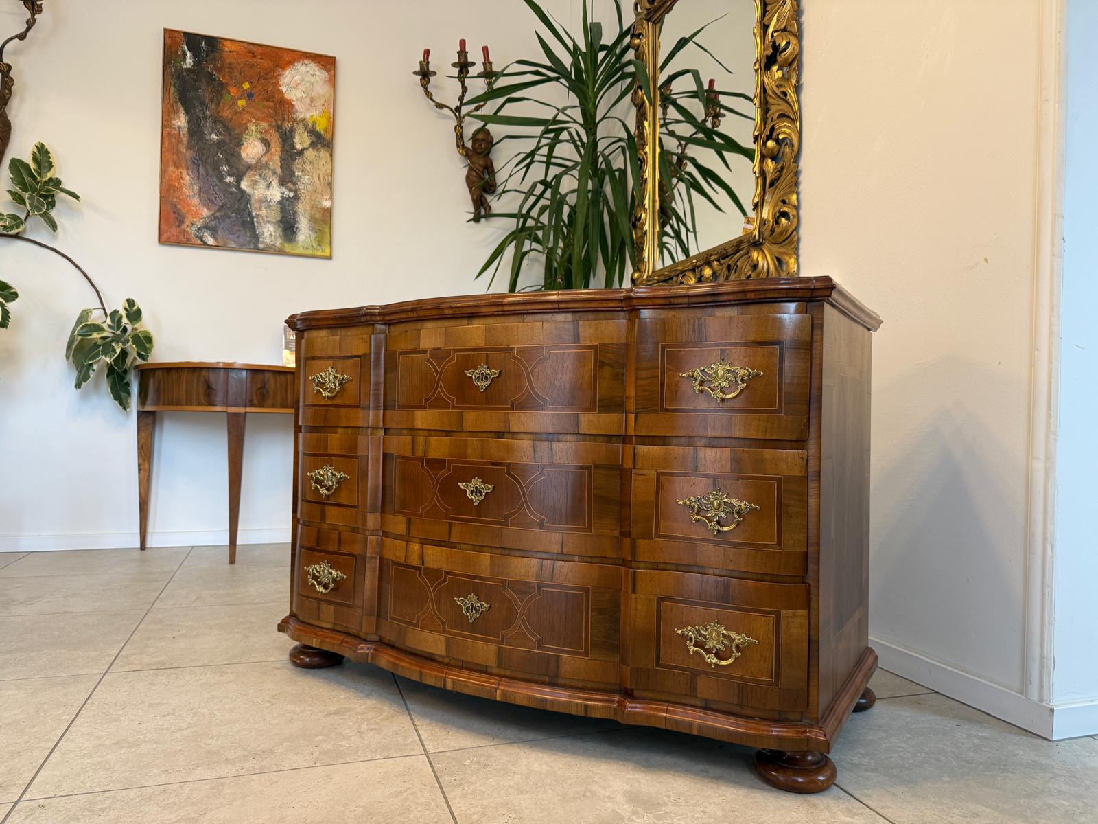 Authentische Barock Kommode Obstholz Marketerien Antiquität Nussholz  G2370