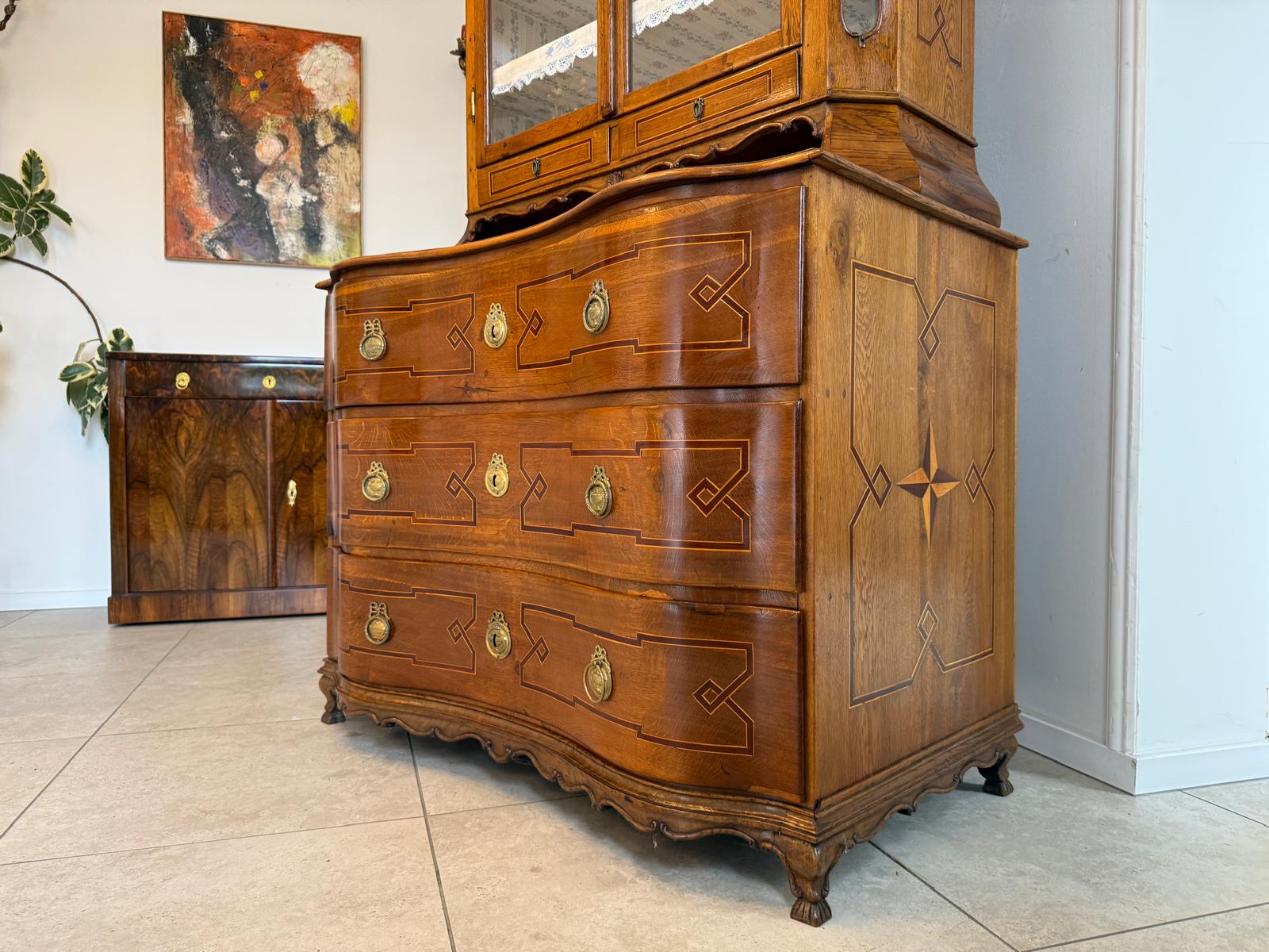 Barocke Aufsatzvitrine Aufsatzkommode Vitrine Antiquität Tabernakl Sale D1142