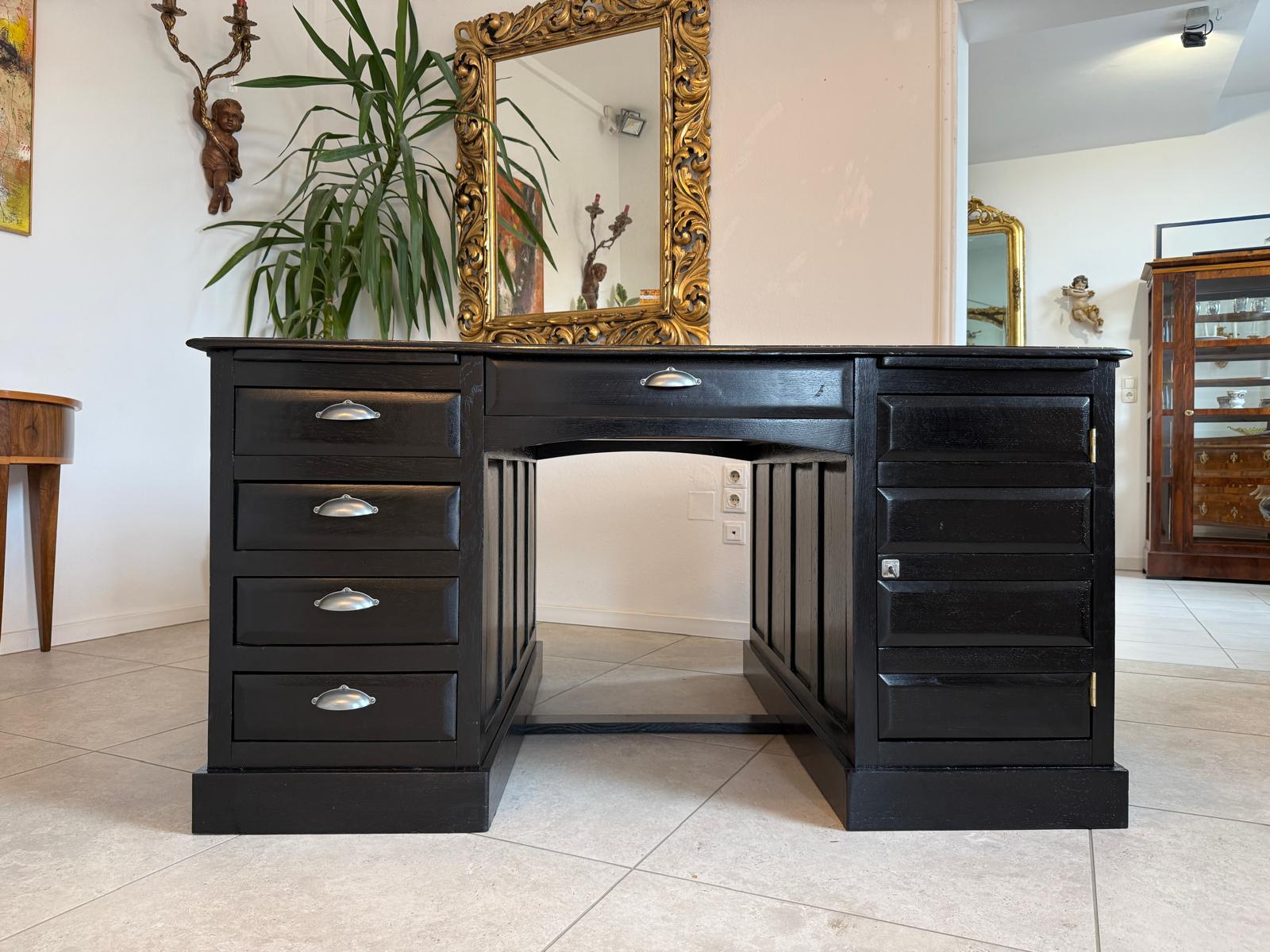 Sale Jugendstil Schreibtisch Schwarz Partnerdesk Partnerschreibtisch G2171