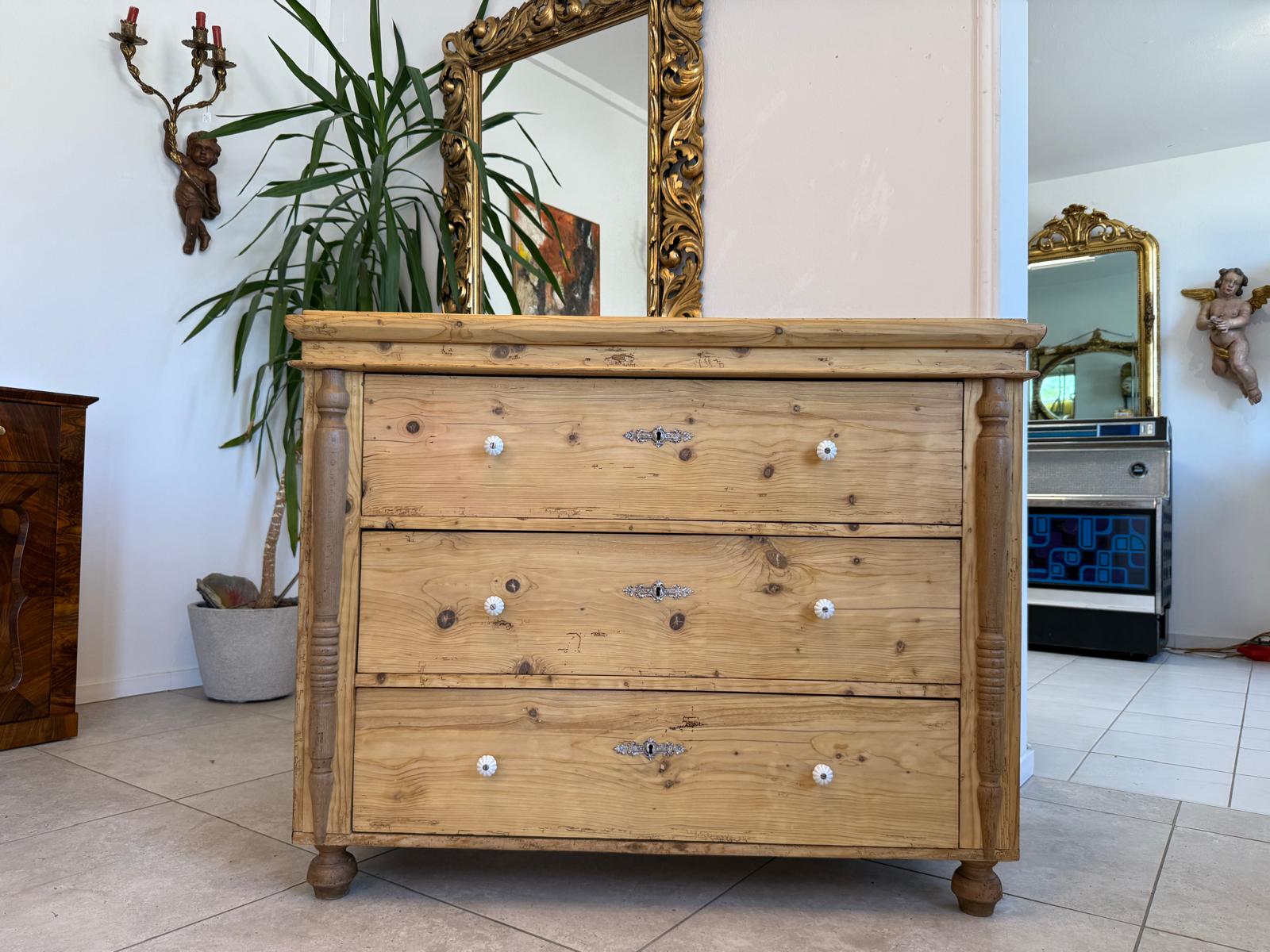 Biedermeier Kommode 3 Ladenkommode Antik Original D2408