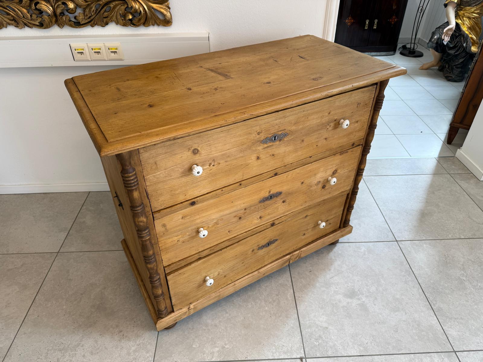 Biedermeier Kommode 3 Ladenkommode Antik Original D2380