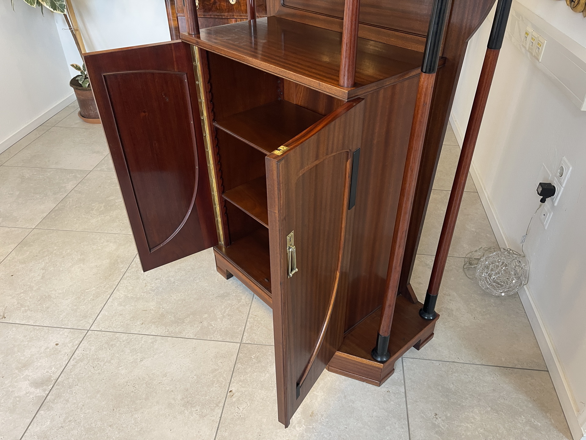 Jugendstil-67 Jugendstil Vitrine / Bücherschrank Antik aus Eichenholz - B2068