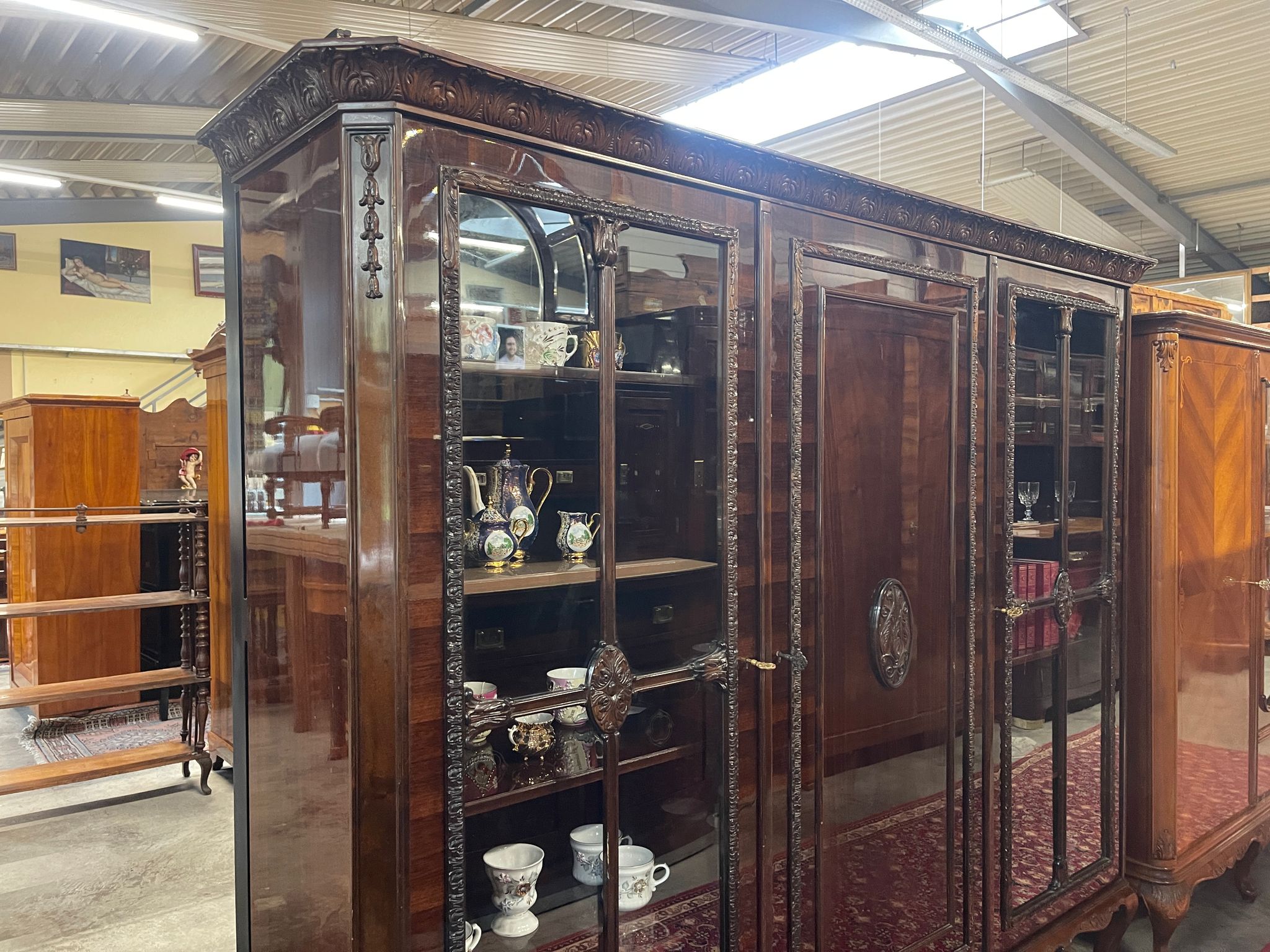 Bücherschrank Barock Barockstil Vitrine Glasschrank Wohnzimmerschrank A5150