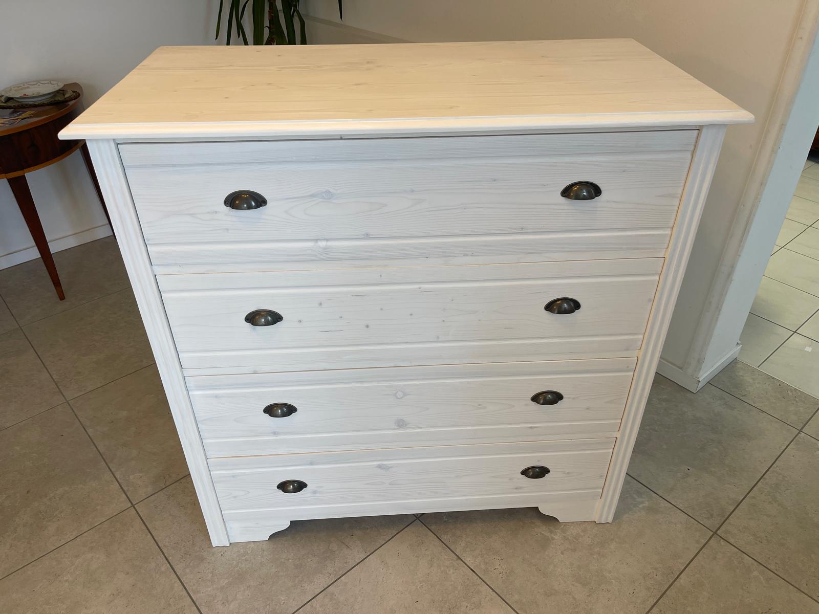 Bäuerliche Anrichte Sideboard Kommode Naturholz Fichtenholz Weiss G1071