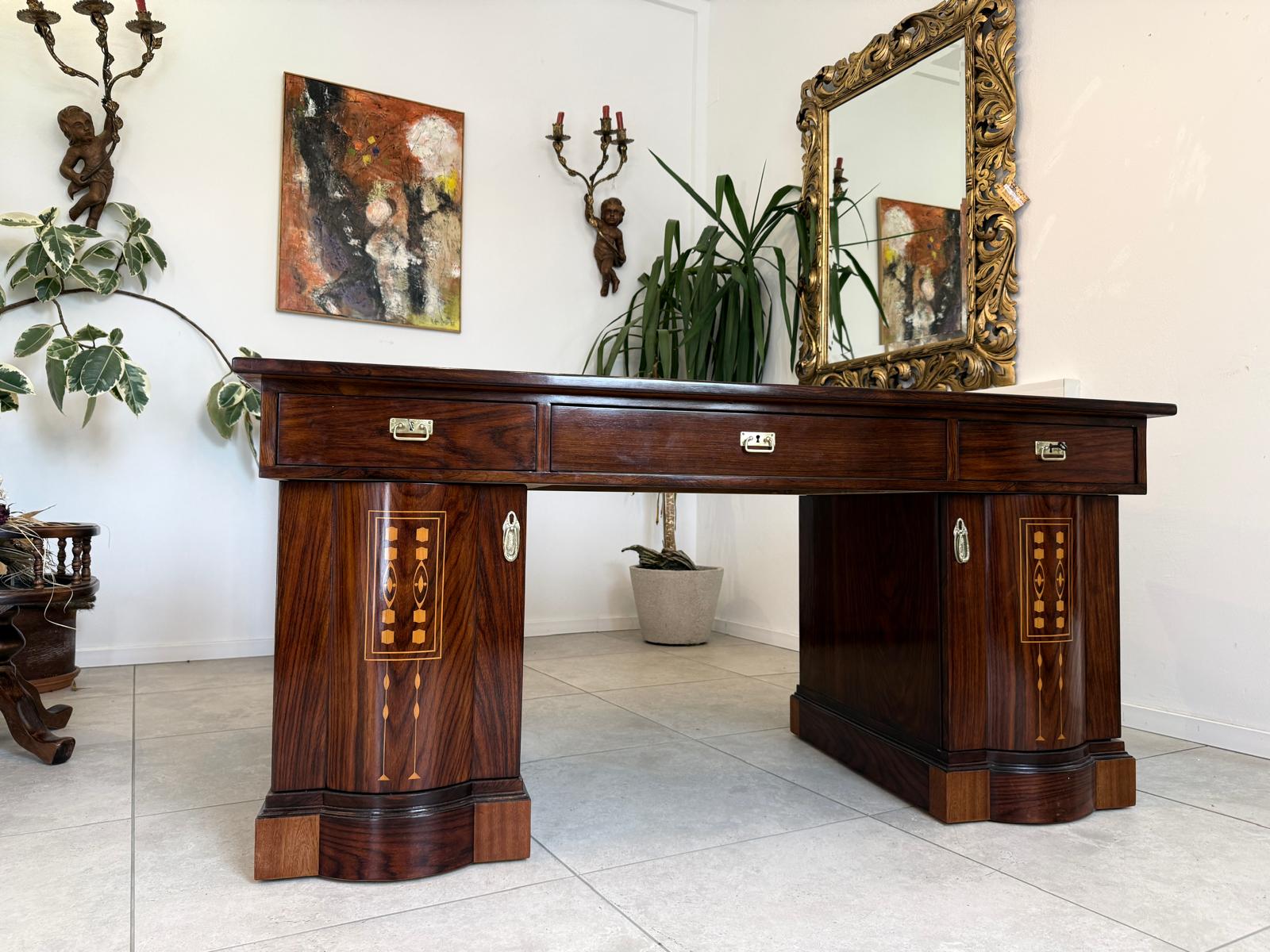 Restaurierter Jugendstil Schreibtisch Sekretär Freisteher Originalstück D2874