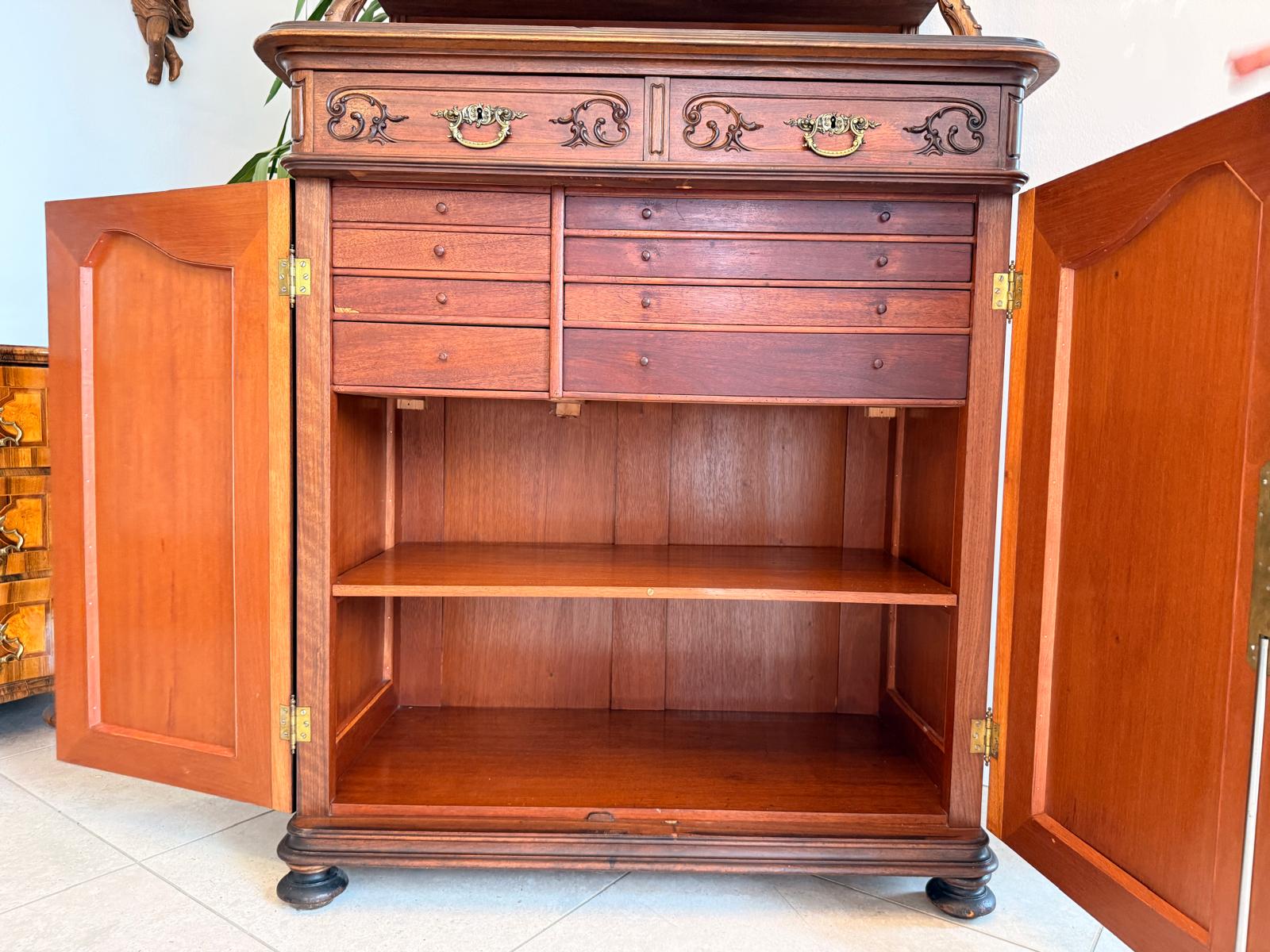 Traum Pfeiferlbarock Aufsatzbuffet Altarschrank Buffetschrank Eichenholz  D2659