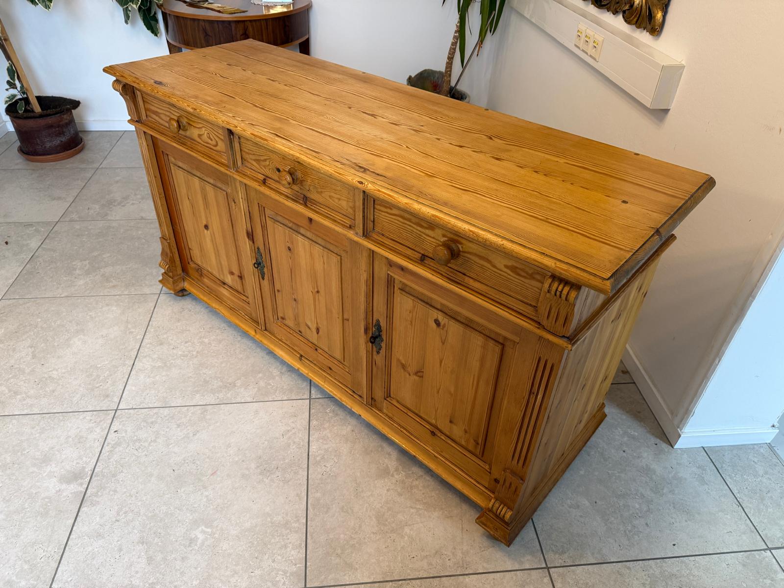 Bäuerliche Gründerzeit Anrichte Antik Kommode Naturholz Antik & Alt D1067
