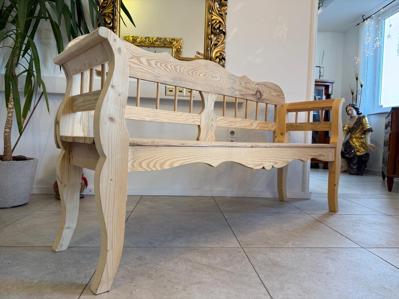 Provinzielle alte Landhausbank Küchenbank aus Holz Weichholzbank G2377