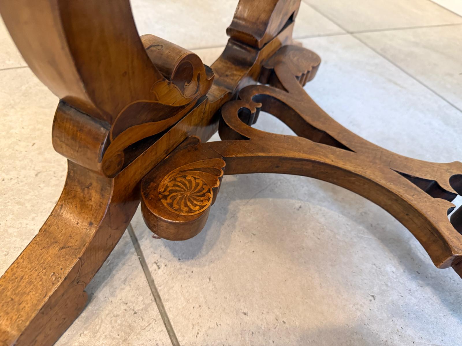 Biedermeier Tisch Schreibtisch Sekretär Marketiert Intarsien Antiquität G2373