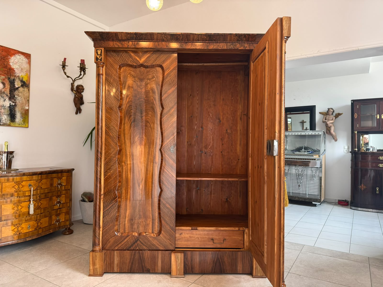  Empire Säulen Hallenschrank Restauriert Antik Antiquität Restauriert D2683