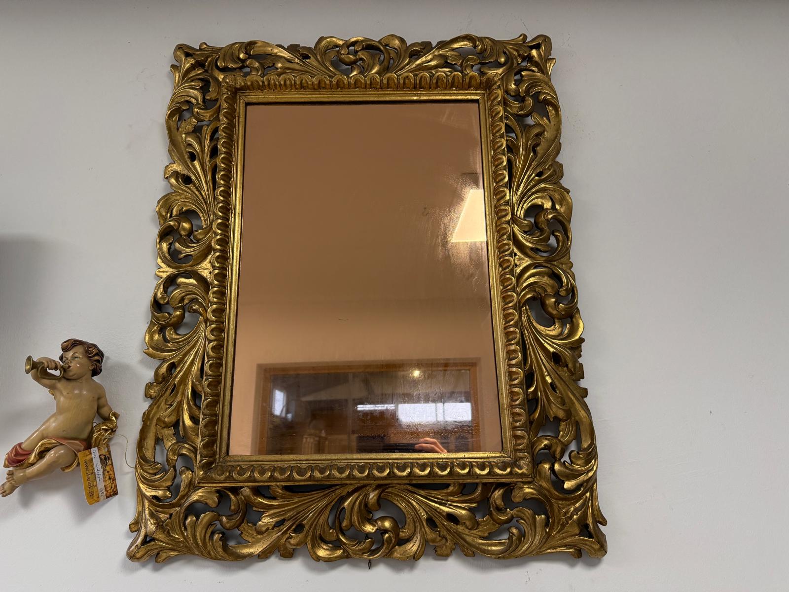 SALE Florentiner Spiegel Akanthusblattschnitzkunst Holzschnitzerei Golden G2380