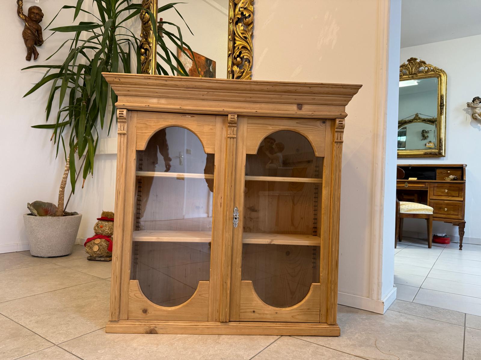 Bäuerlicher Vitrinenteil Stellage Oberteil  Wandregal Bauernmöbel G2298