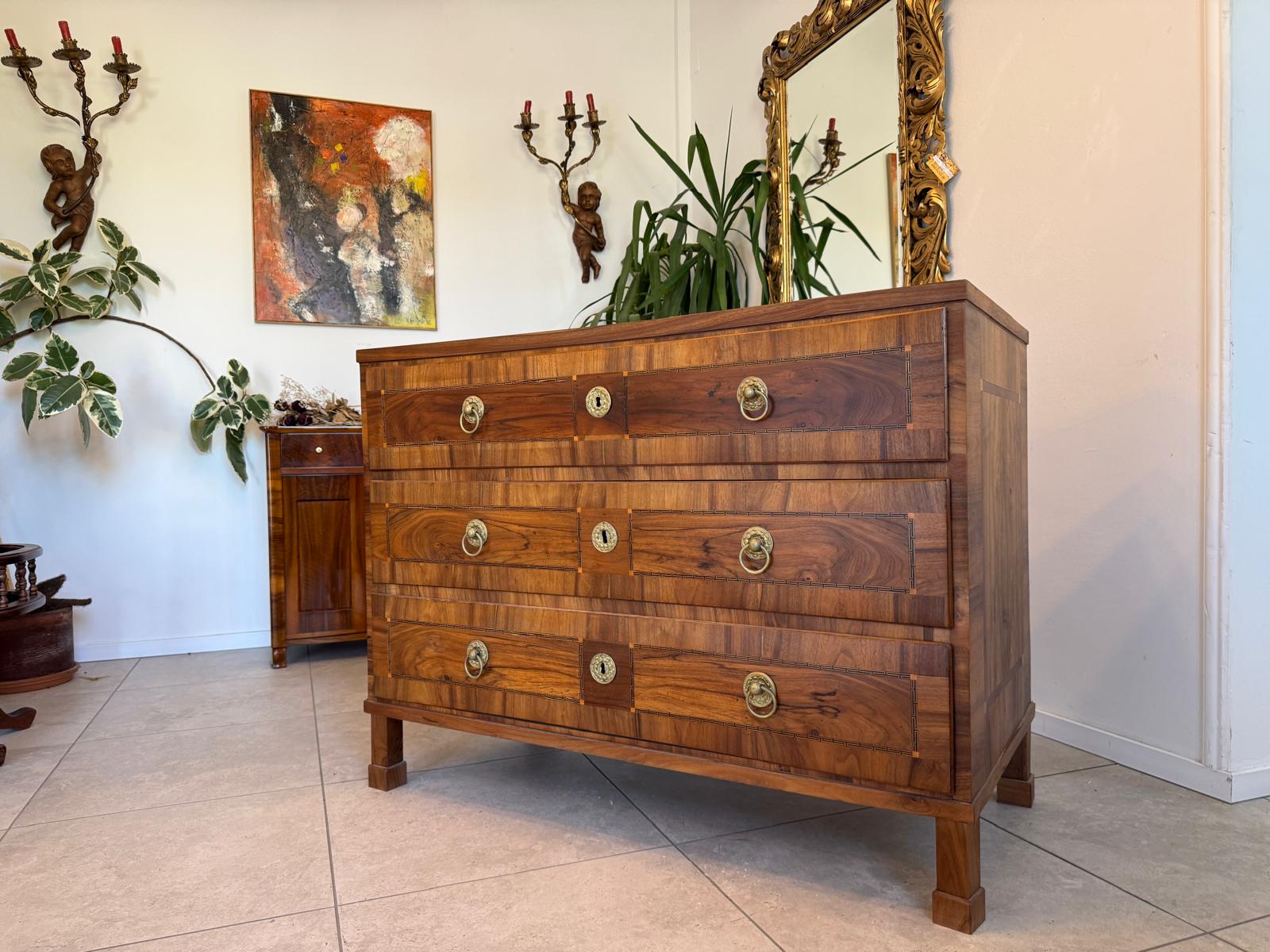 Barock Kommode Obstholz Marketerien Antiquität Nussholz  Antiquität D2901
