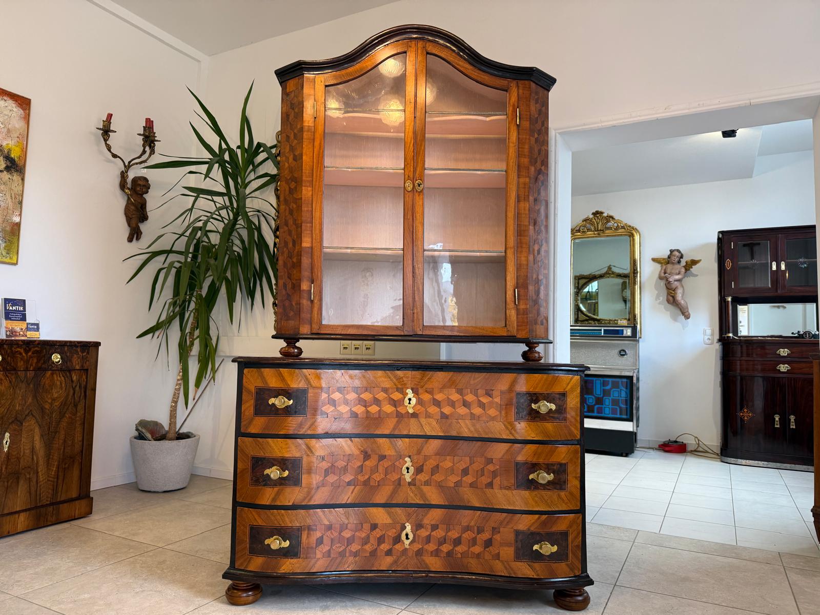 Originale Aufsatzvitrine Aufsatzkommode Vitrine Antiquität Tabernakl D1145