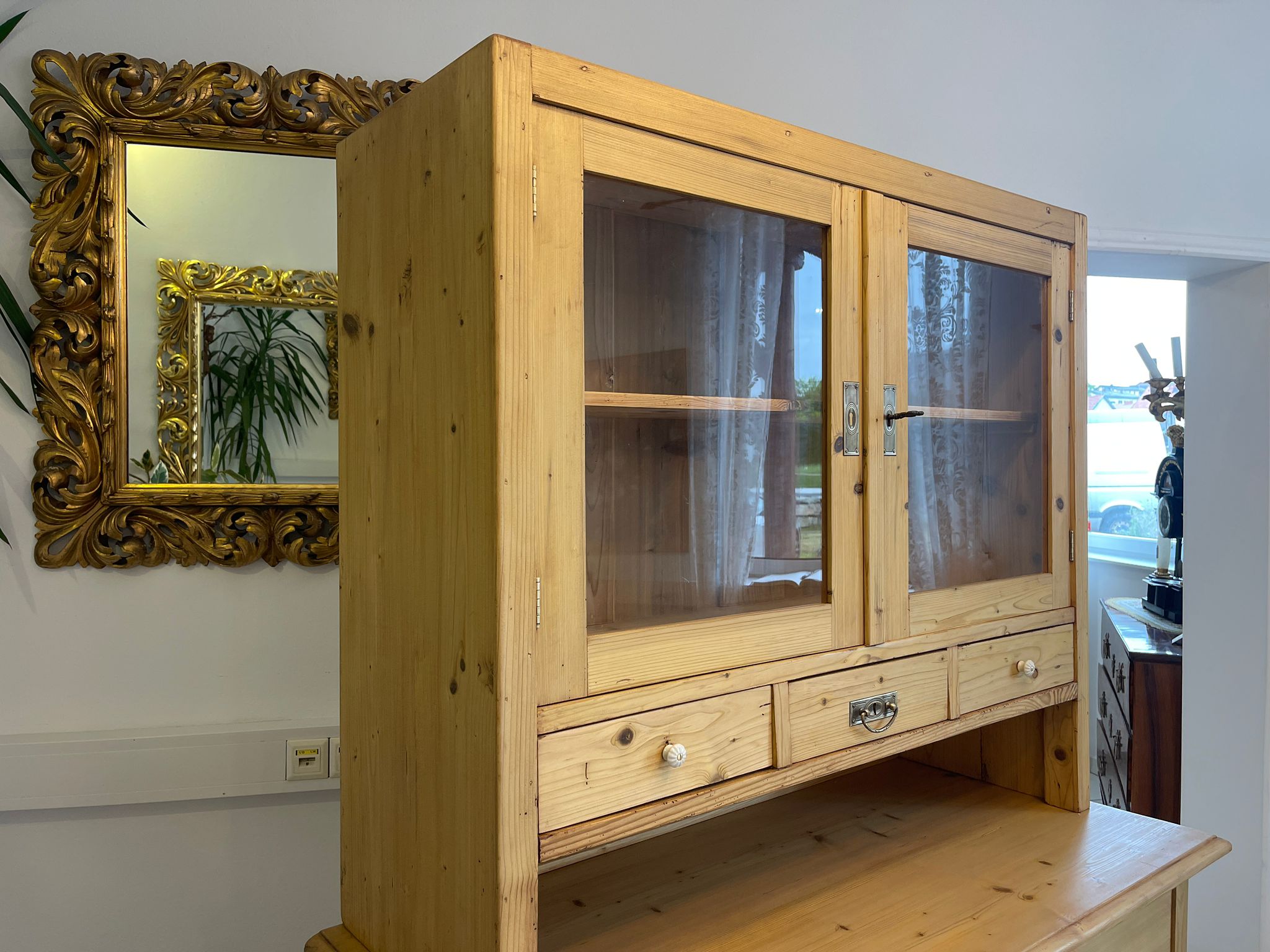 Aufsatzbuffet Küchenkredenz Bauernschrank Aufsatzkommode Naturholzschrank G1610