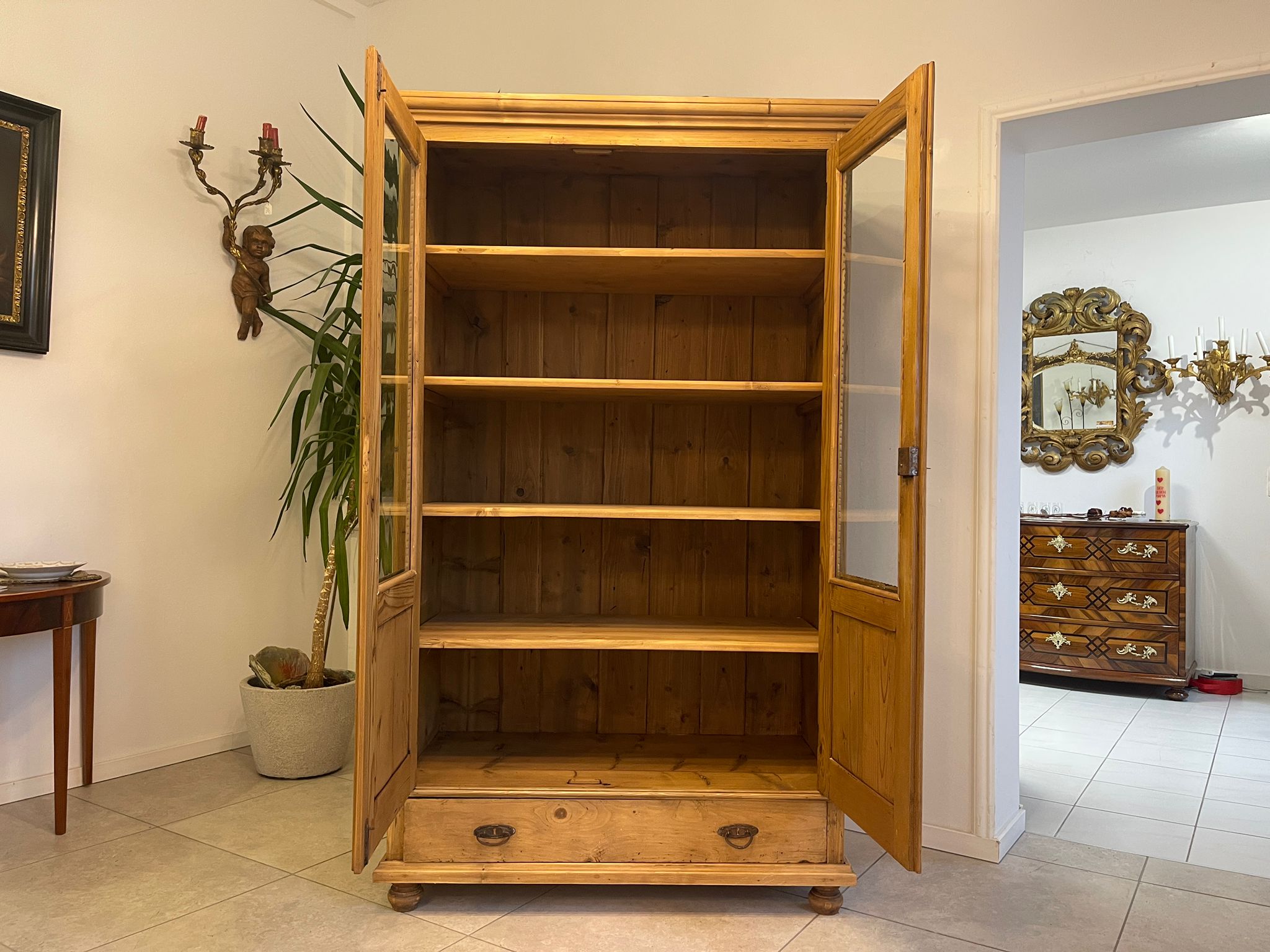 Bäuerliche Vitrine Bauernvitrine Bauernschrank Naturholz Bücherschrank Bauernmöbel A5130