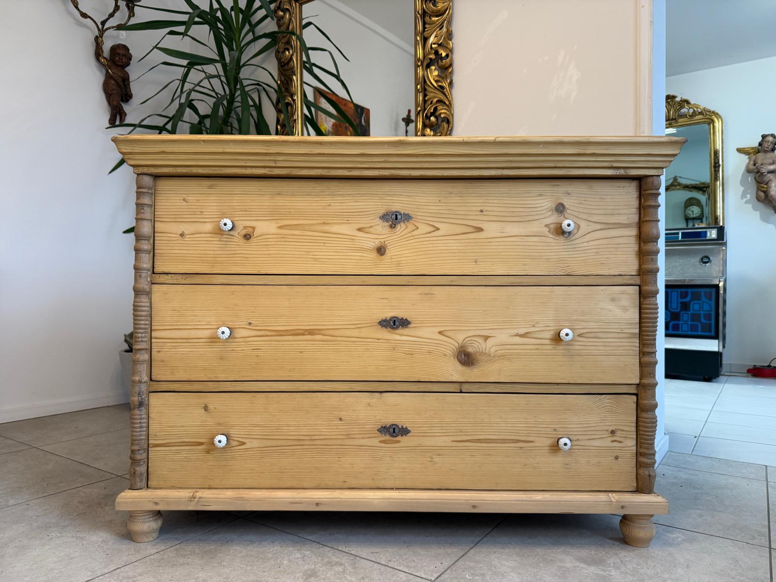 Originale Gründerzeit Kommode Restauriert Fichtenholz Antik D1081