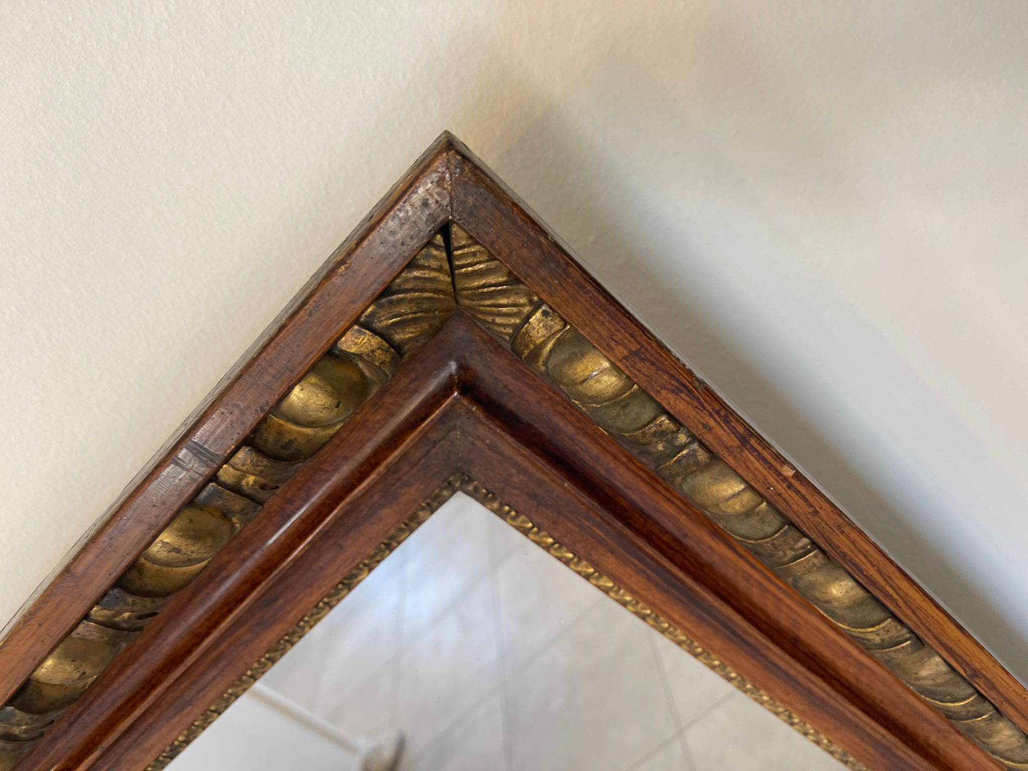 Biedermeier Spiegel Wandspiegel Original Nussholz Furniert E1011
