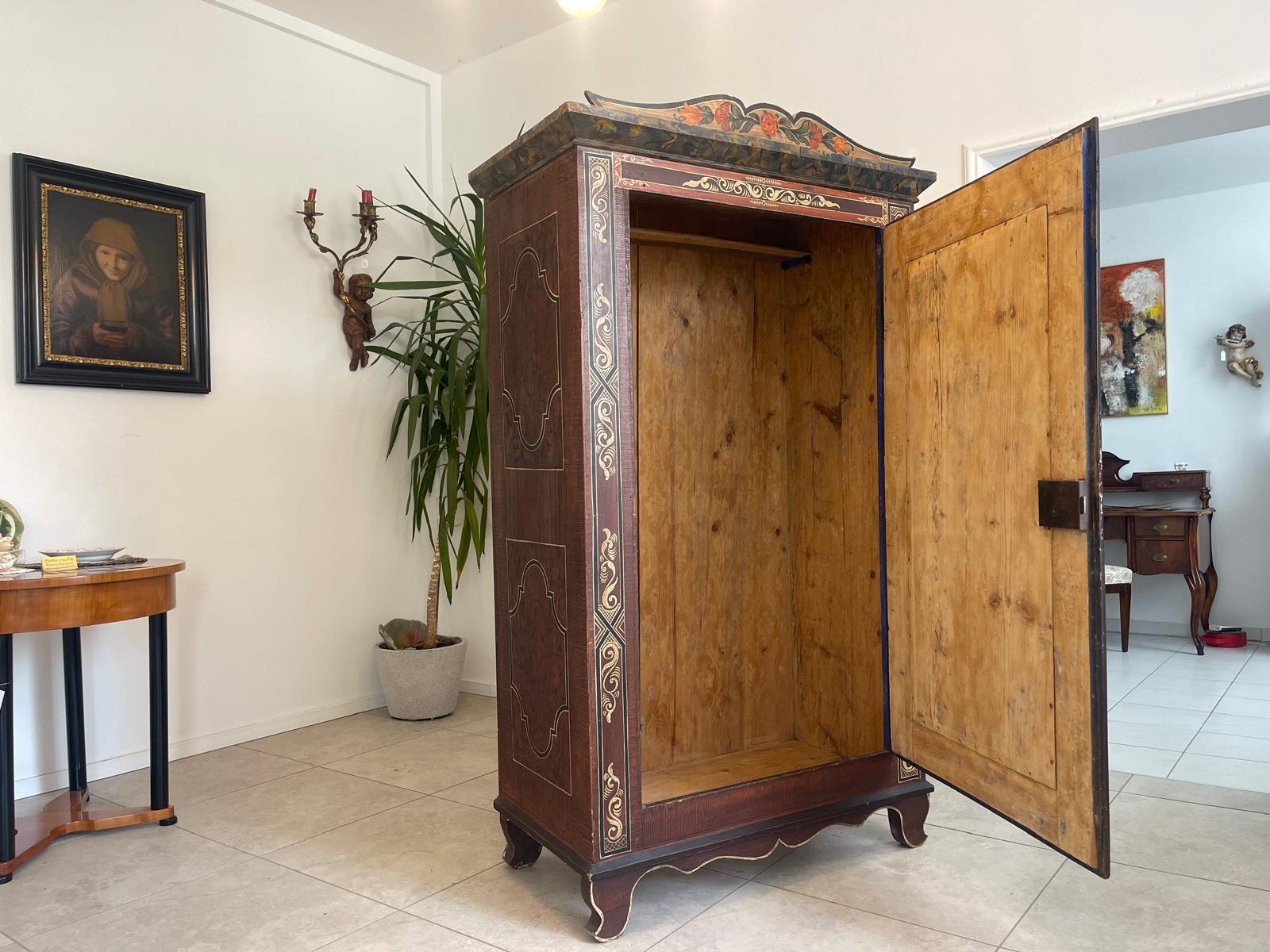 Antikes Handbemalter Bauernschrank Kasten Bauernkasten G1363