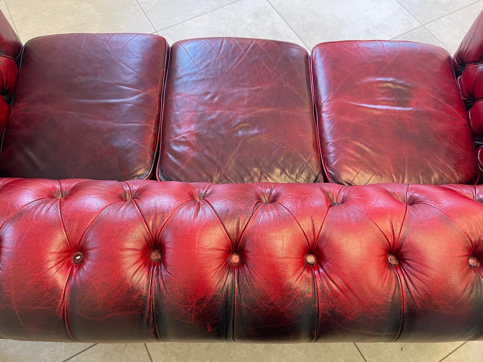 Chesterfield 3er Clubsofa Diwan Couch Oxblood G1052