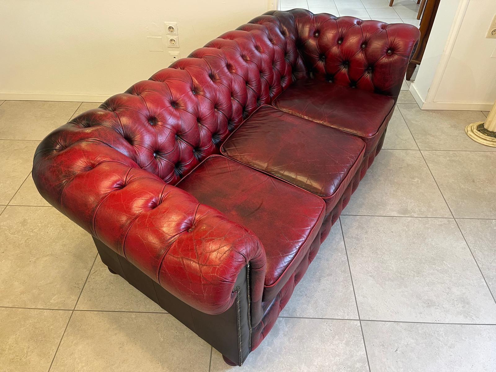 Chesterfield 3er Clubsofa Diwan Couch Oxblood G1052