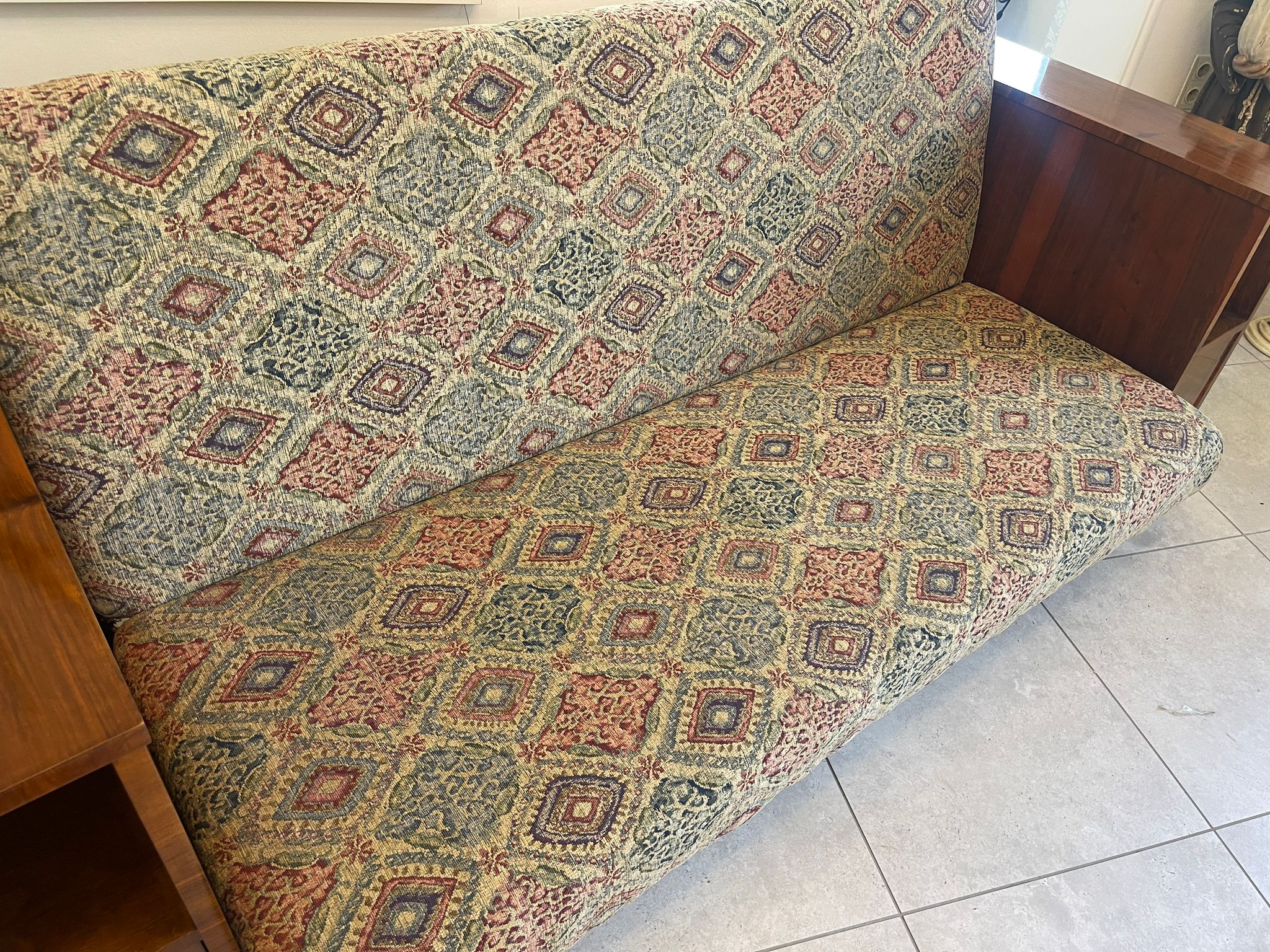 cece9fd6-c1c6-460d-bd17-05f61178602d Biedermeier Sofa Couch Bettbank Antik Doppelbett mit Ablagen A4630