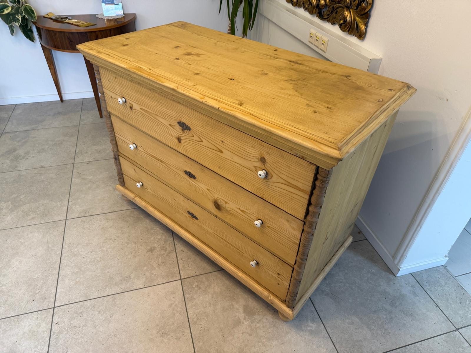 Originale Gründerzeit Kommode Restauriert Fichtenholz Antik D1081