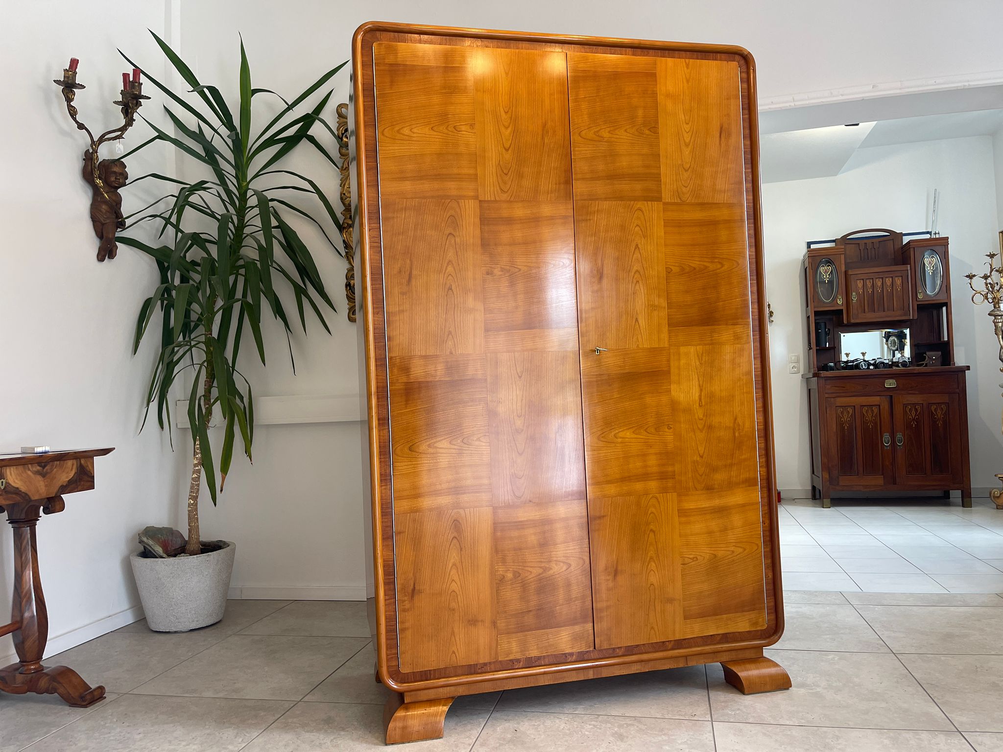 Restaurierte Art Deco Vitrine Glasschrank Bücherschrank Antiquität Antik Möbel G1628