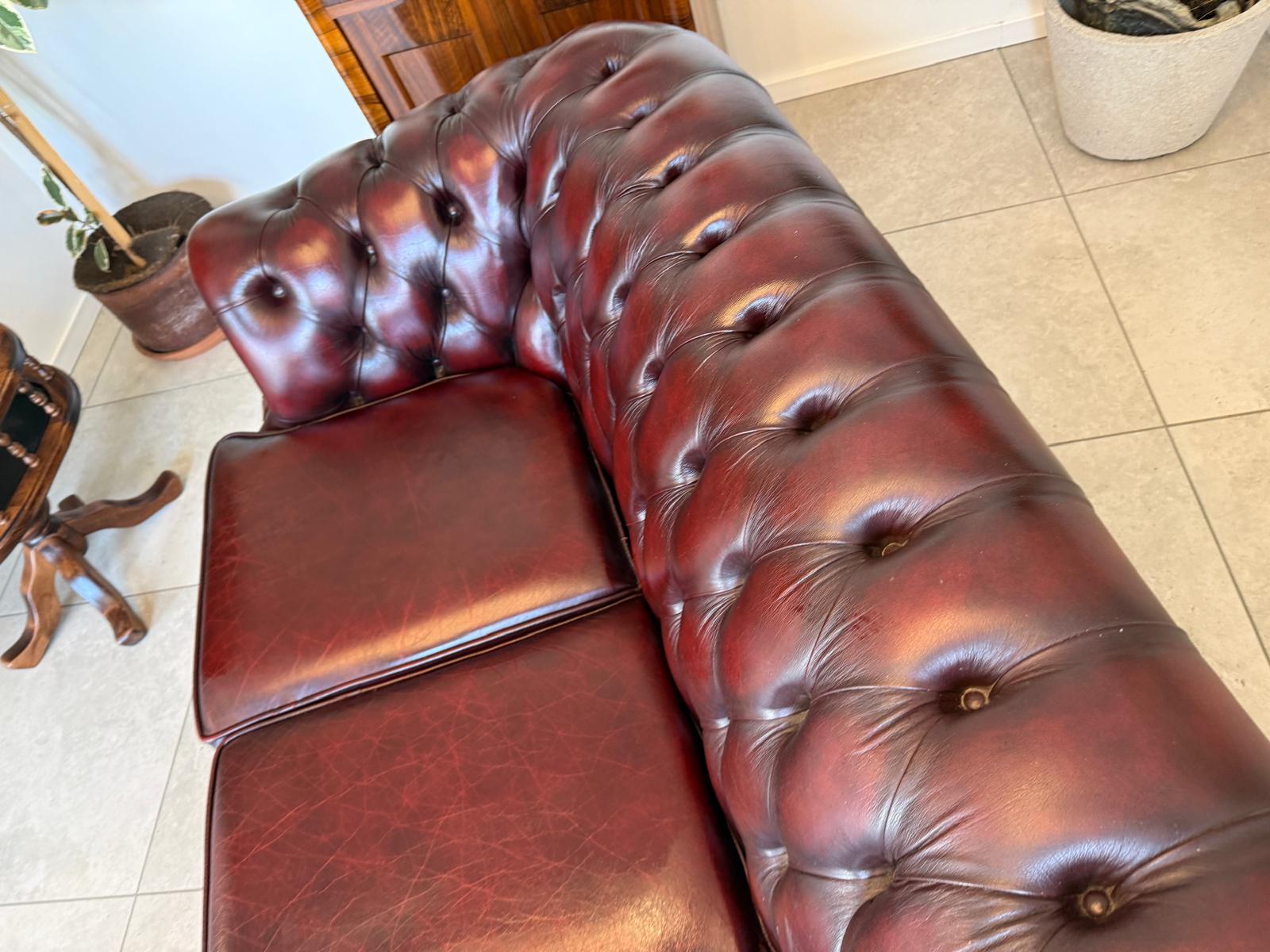 Chesterfield 4er Clubsofa Diwan Echtledersofa Oxblood D2923