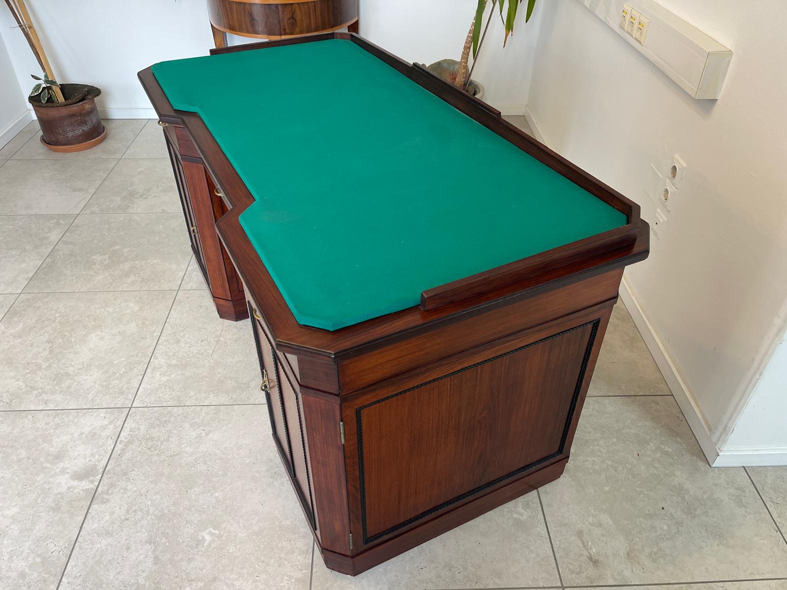 SALE Art Deco Schreibtisch Sekretär - Mahagoni, elegant, antik, 3 Schubladen, Chrombeschläge - Originalstück G1172