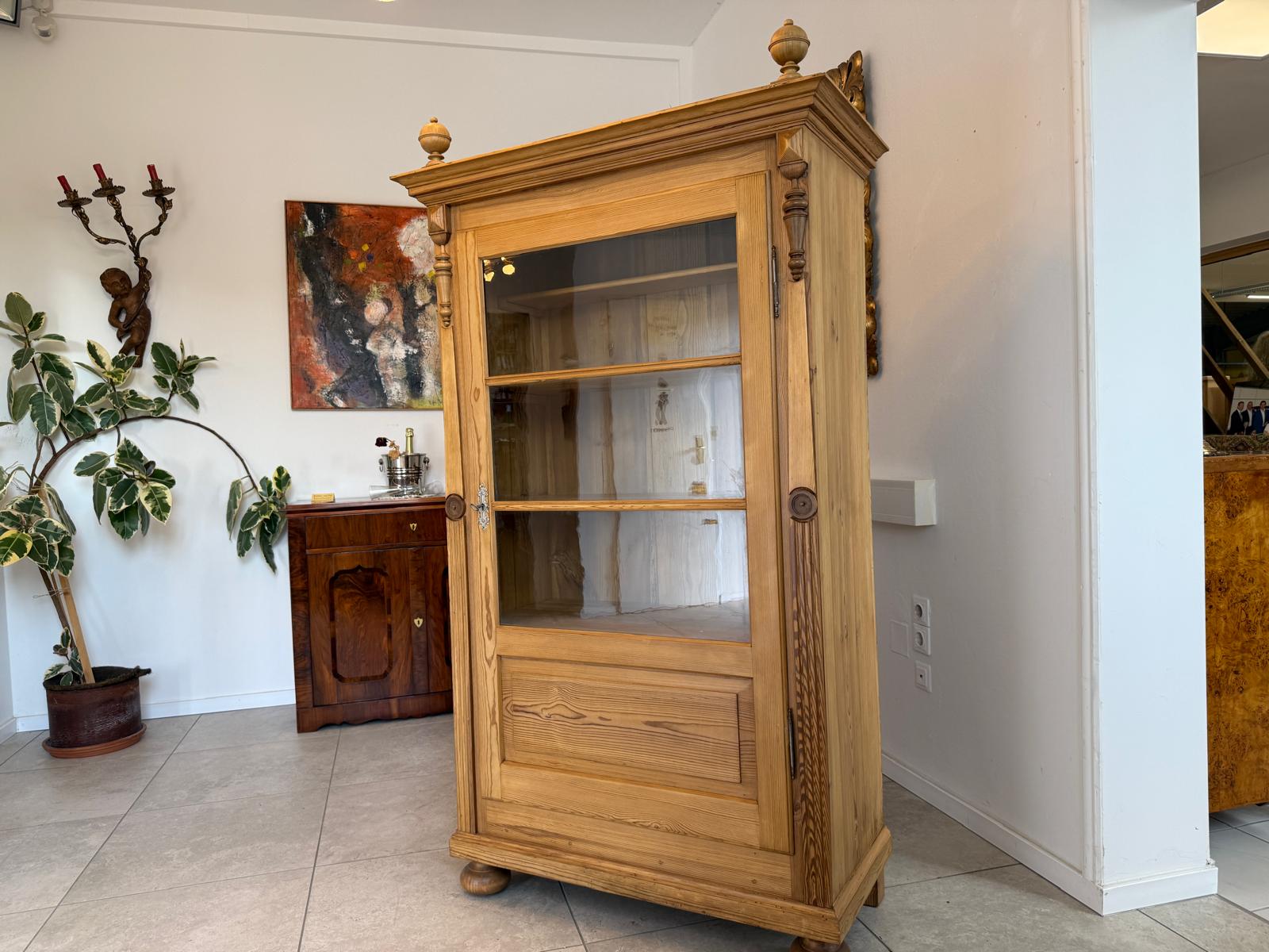 Restaurierte Gründerzeit Bauernvitrine Bauernschrank antik G1851