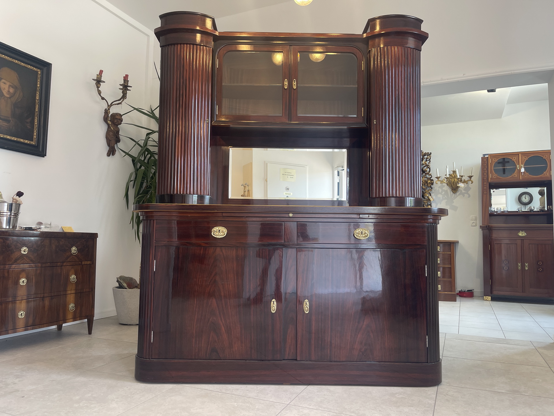 IMG_21571HjMnHDfhQvYX Restauriertes Jugendstil Aufsatzbuffet Bücherschrank A4583