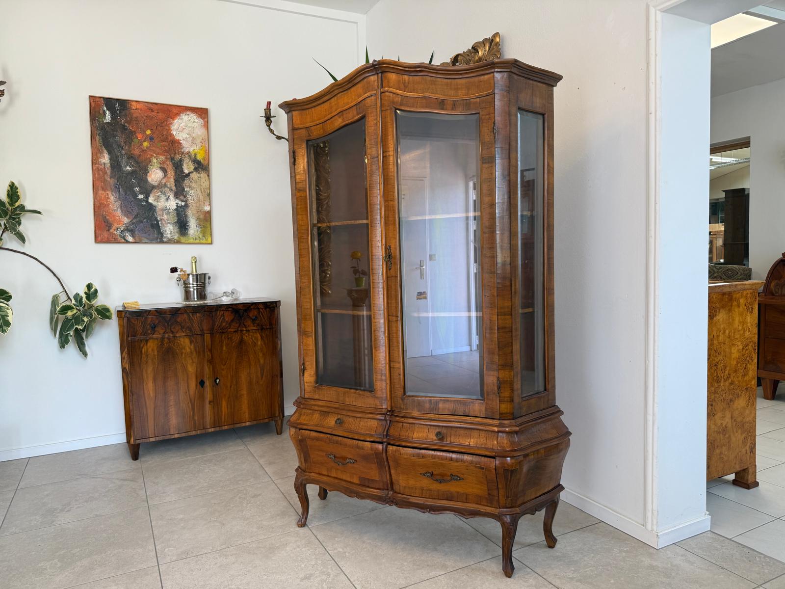 Bücherschrank Barock Barockstil Vitrine Glasschrank Wohnzimmerschrank G1956