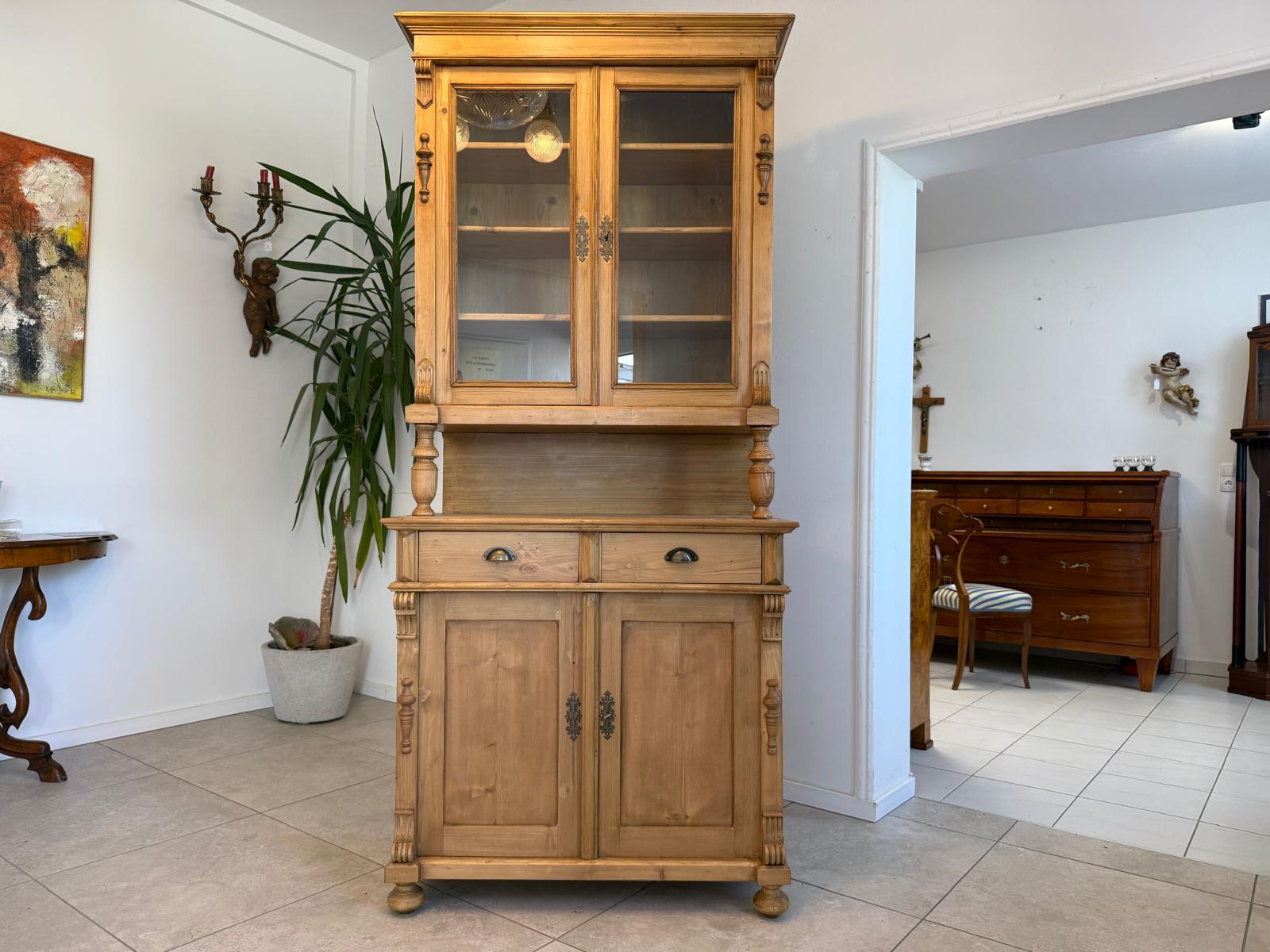 ORIGINALE Gründerzeit Küchenkredenz Antike Bauernmöbel Vitrinenschrank G1783