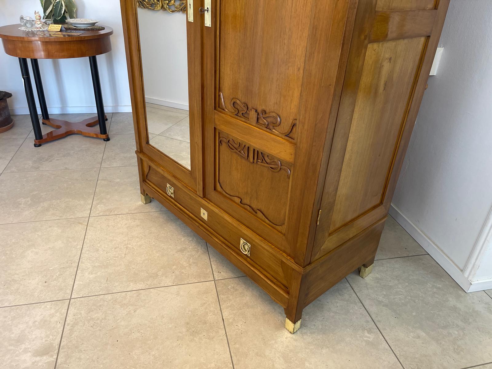 Restaurierter Jugendstil Garderobenschrank Spiegelschrank G1368