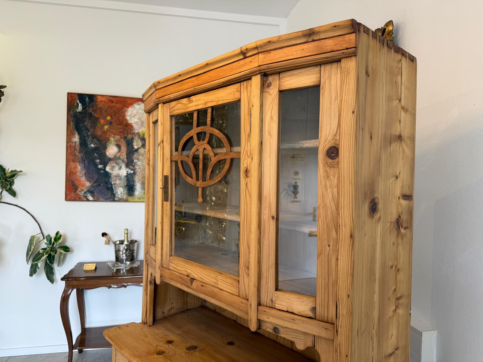 Jugendstil Küchenbuffet Antik Küchenschrank aus Naturholz G1825