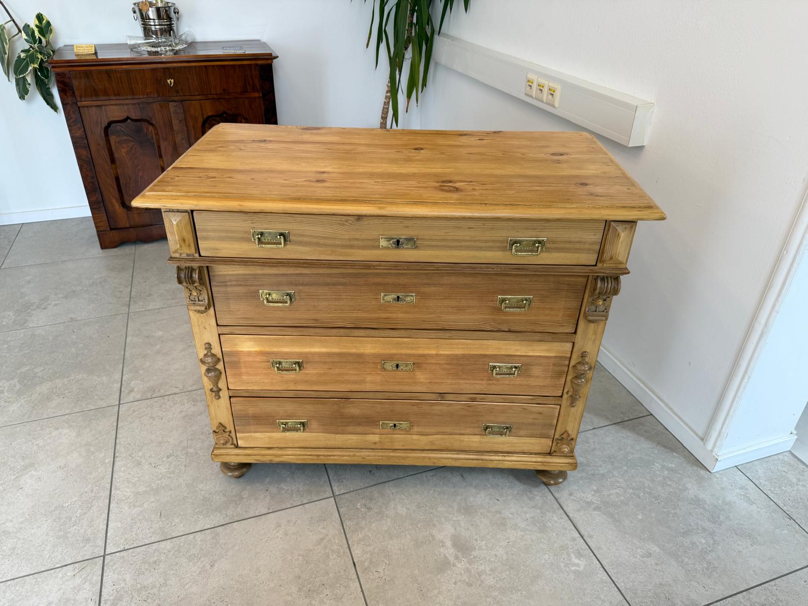 Restaurierte Gründerzeit Kommode 4 Laden Fichtenholz Bauernmöbel G1842