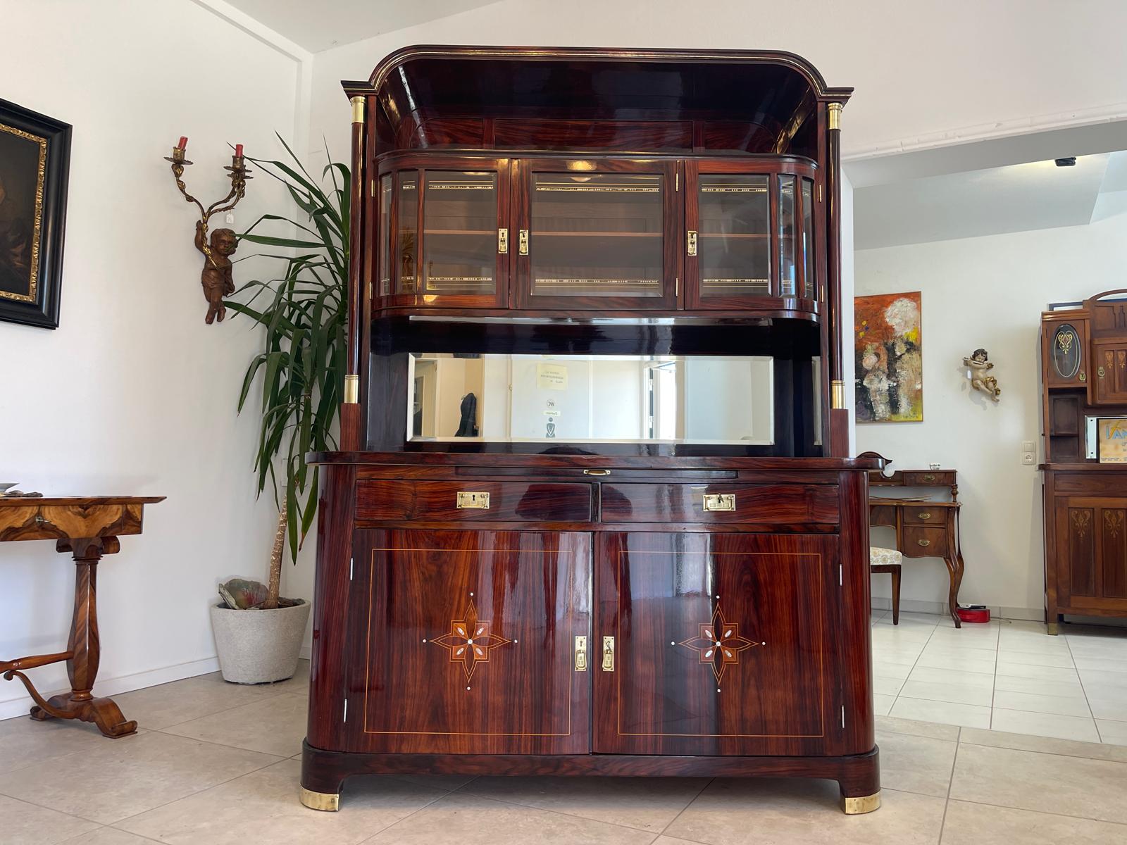 Sale Restauriertes Jugendstil Designerbuffet Aufsatzbuffet Bücherschrank G1376