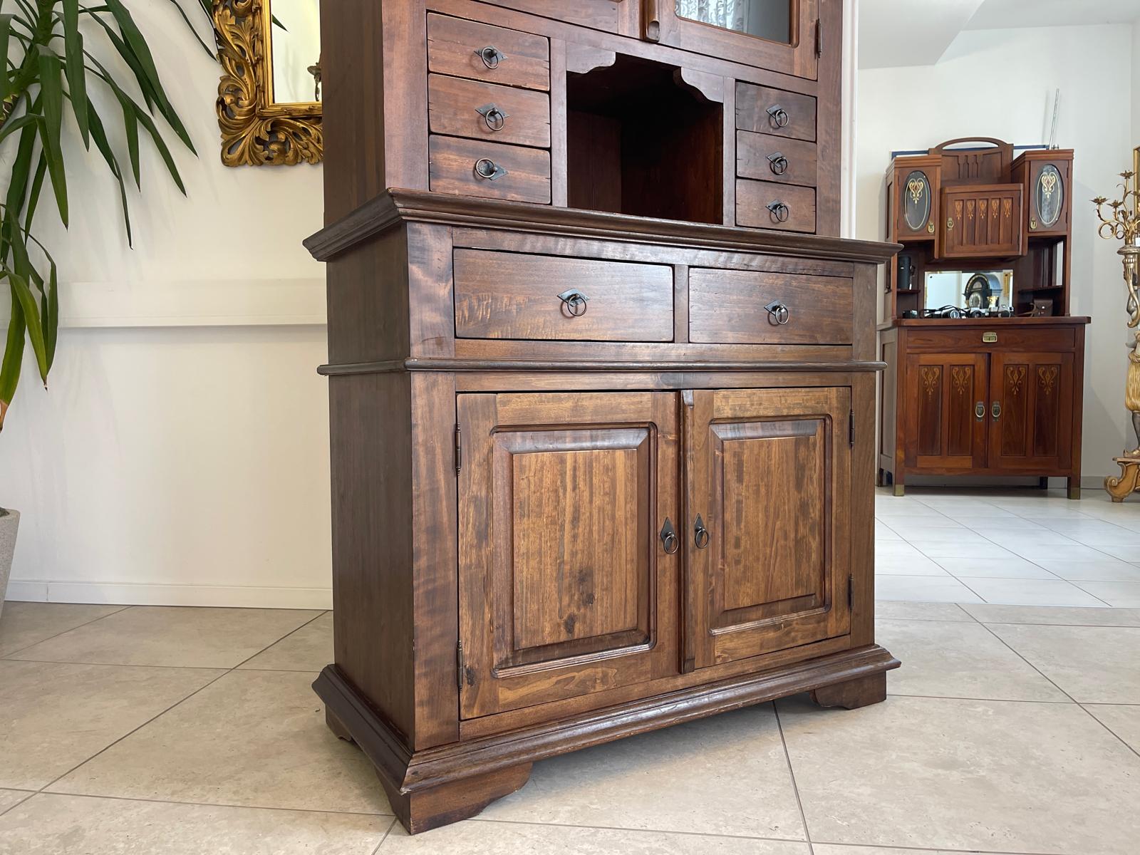 Aufsatzschrank im Kolonialstil Englisch Vitirne Glasschrank Sideboard G1620