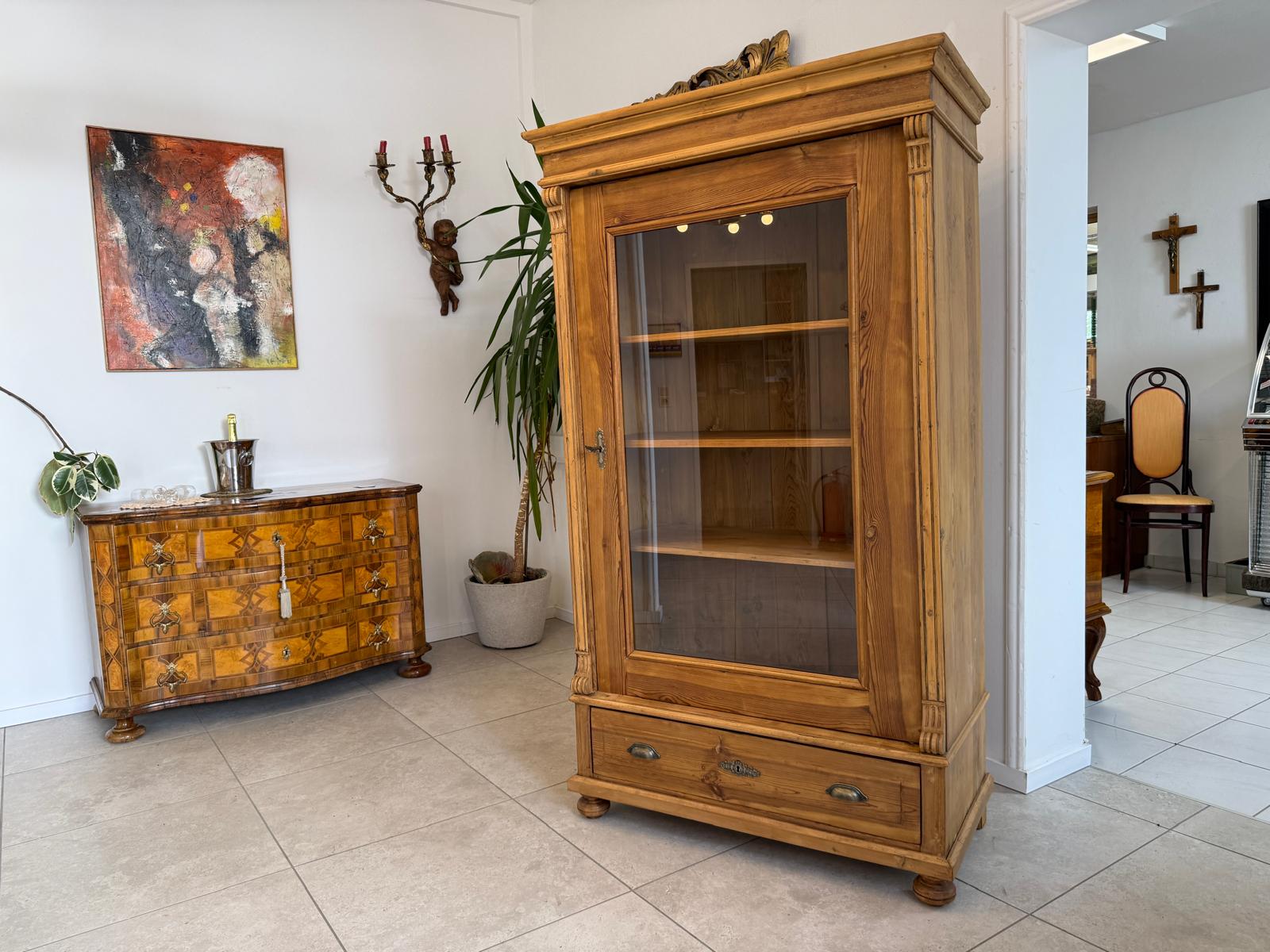 Gründerzeit Vitrine Bauernvitrine Bücherschrank Bauernschrank D2648